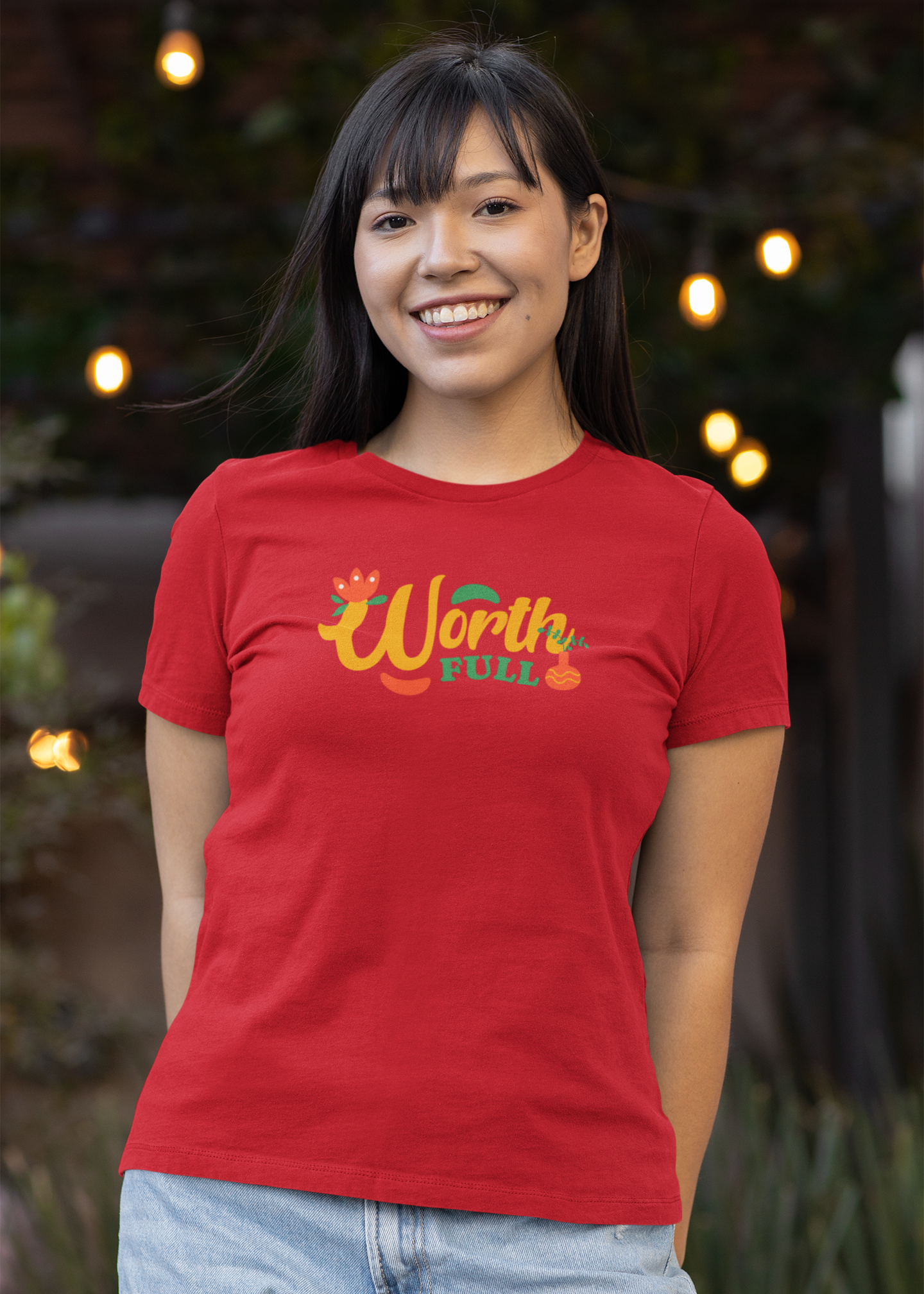 Worth Full - Doodle - Round Neck Half Sleeve T-Shirt - Women