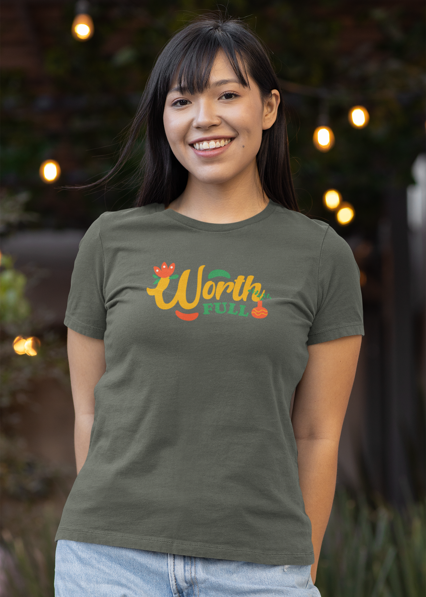 Worth Full - Doodle - Round Neck Half Sleeve T-Shirt - Women