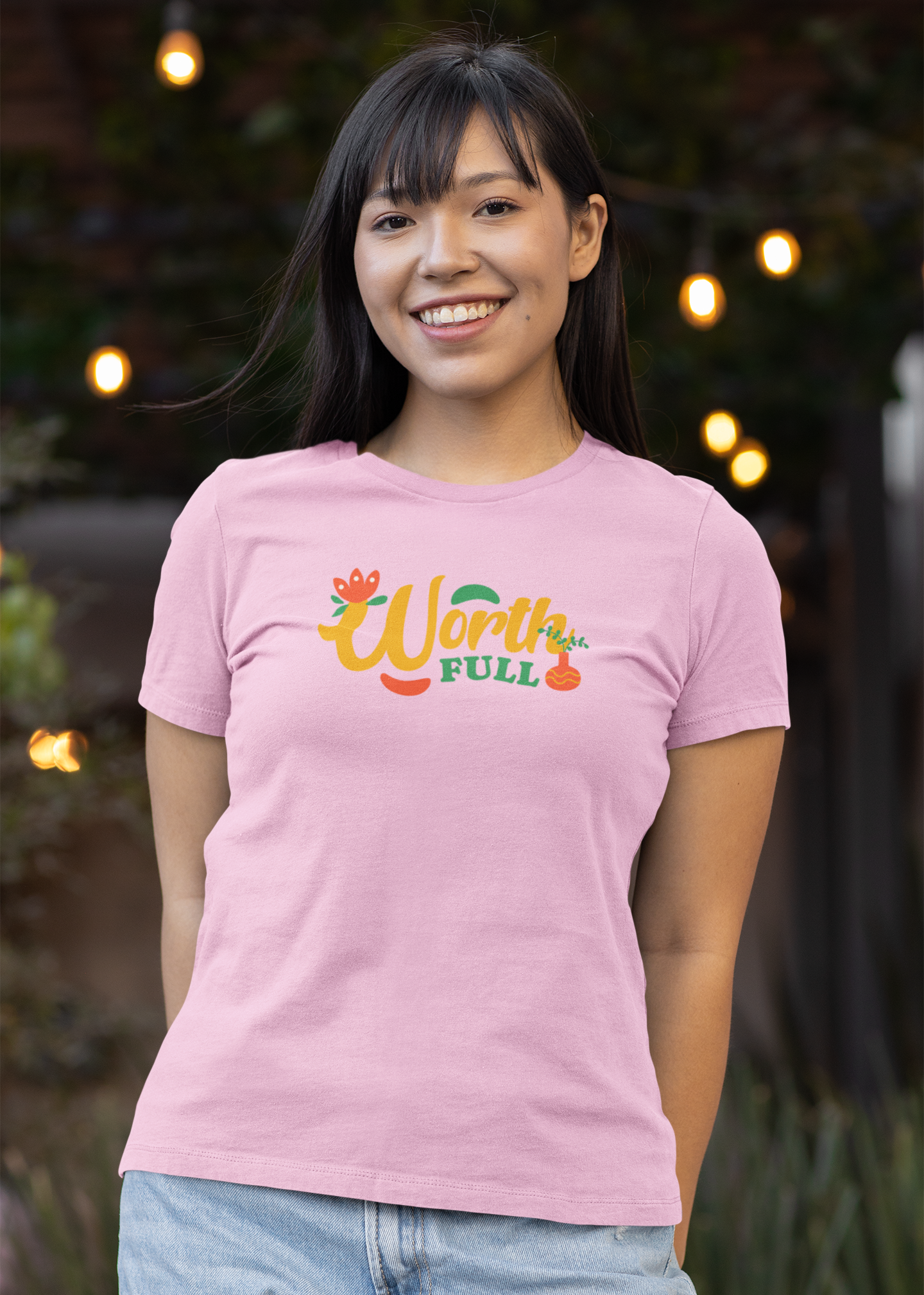 Worth Full - Doodle - Round Neck Half Sleeve T-Shirt - Women