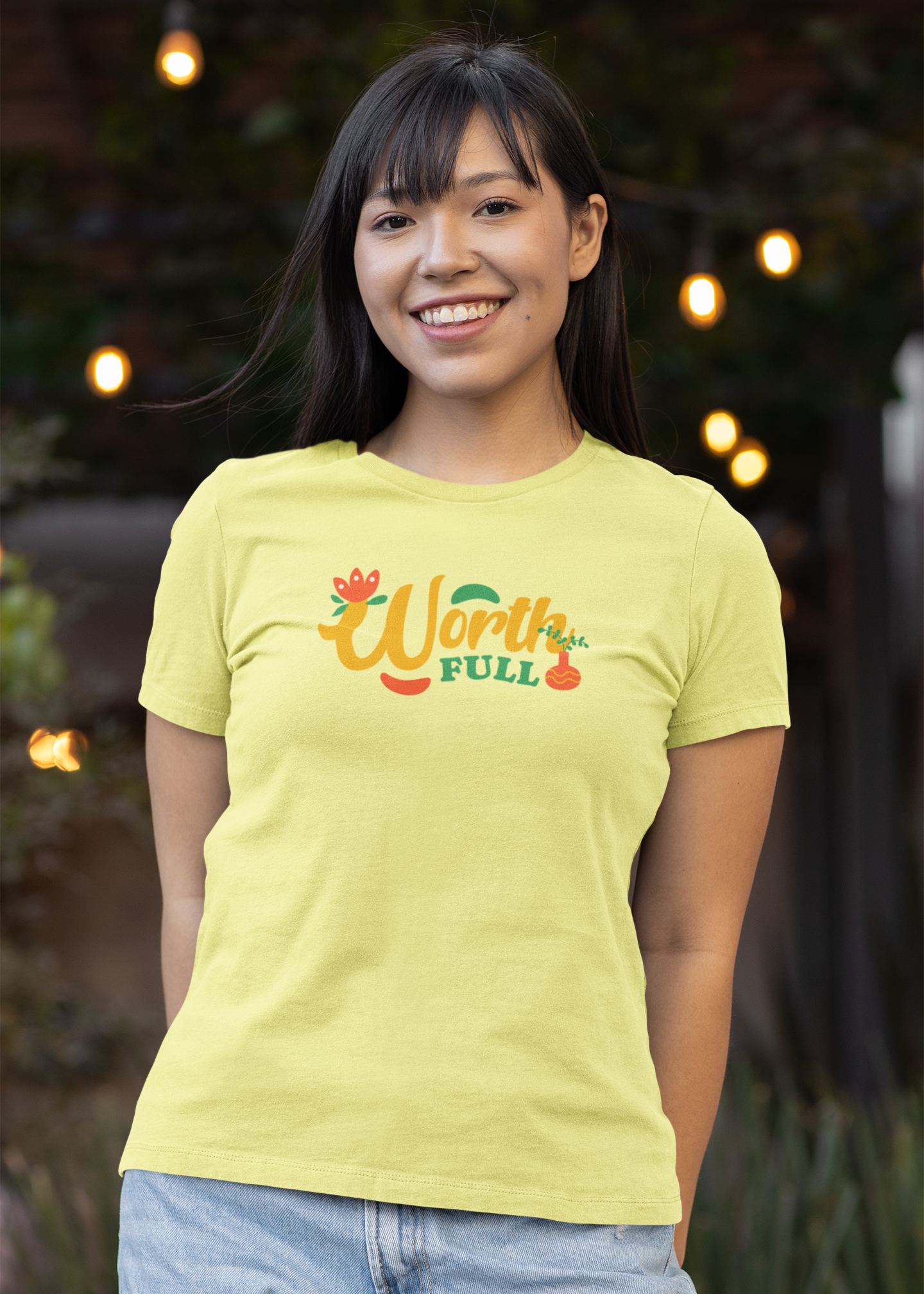 Worth Full - Doodle - Round Neck Half Sleeve T-Shirt - Women