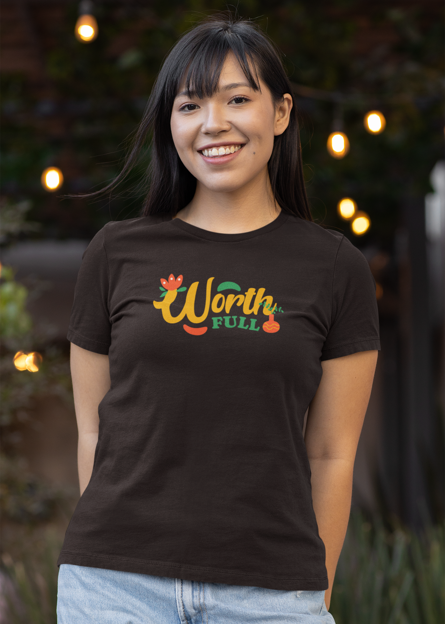 Worth Full - Doodle - Round Neck Half Sleeve T-Shirt - Women