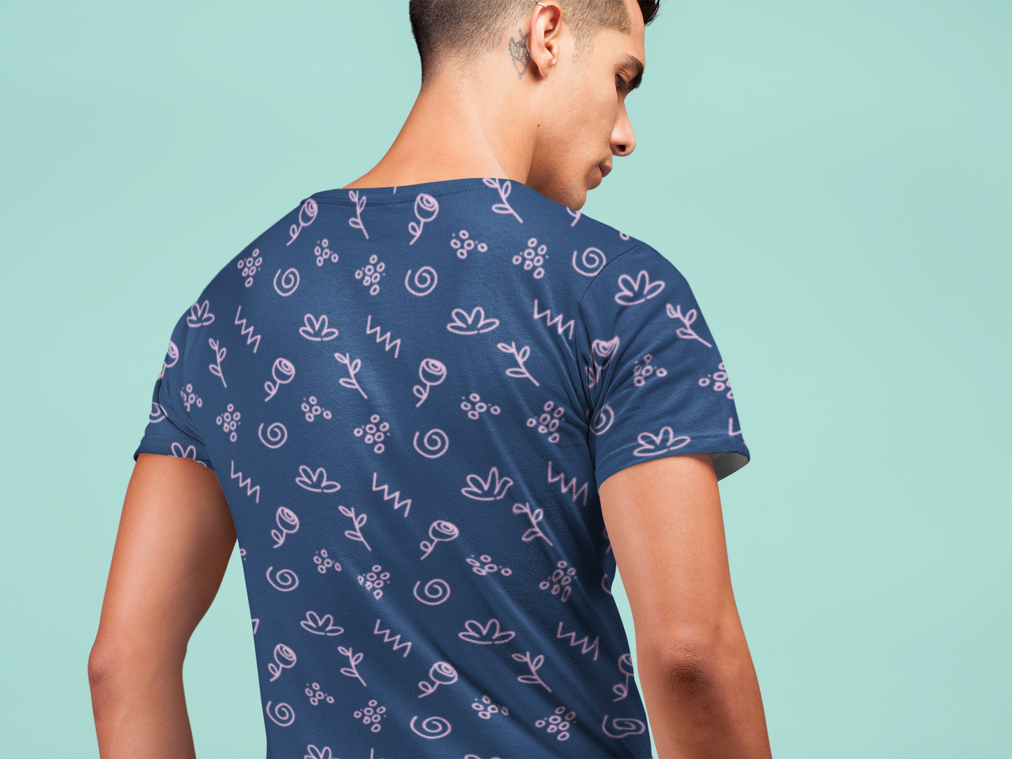 Hand Drawn Roses - All Over Printed Half Sleeve T-Shirt - Unisex