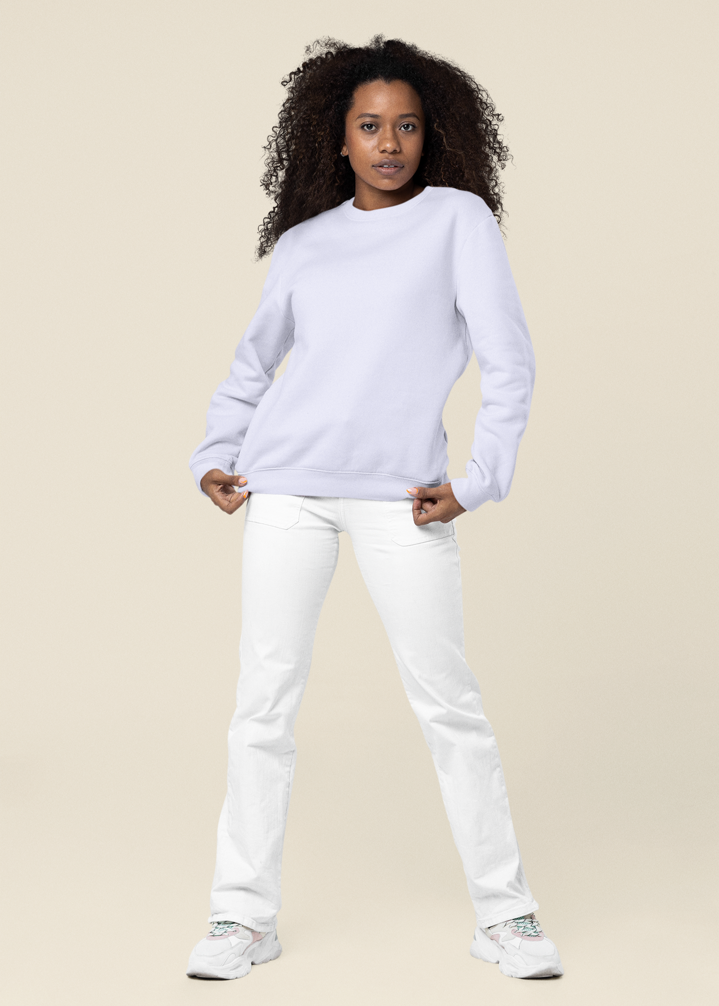 Round Neck Sweatshirt Plain - Lavender - Women