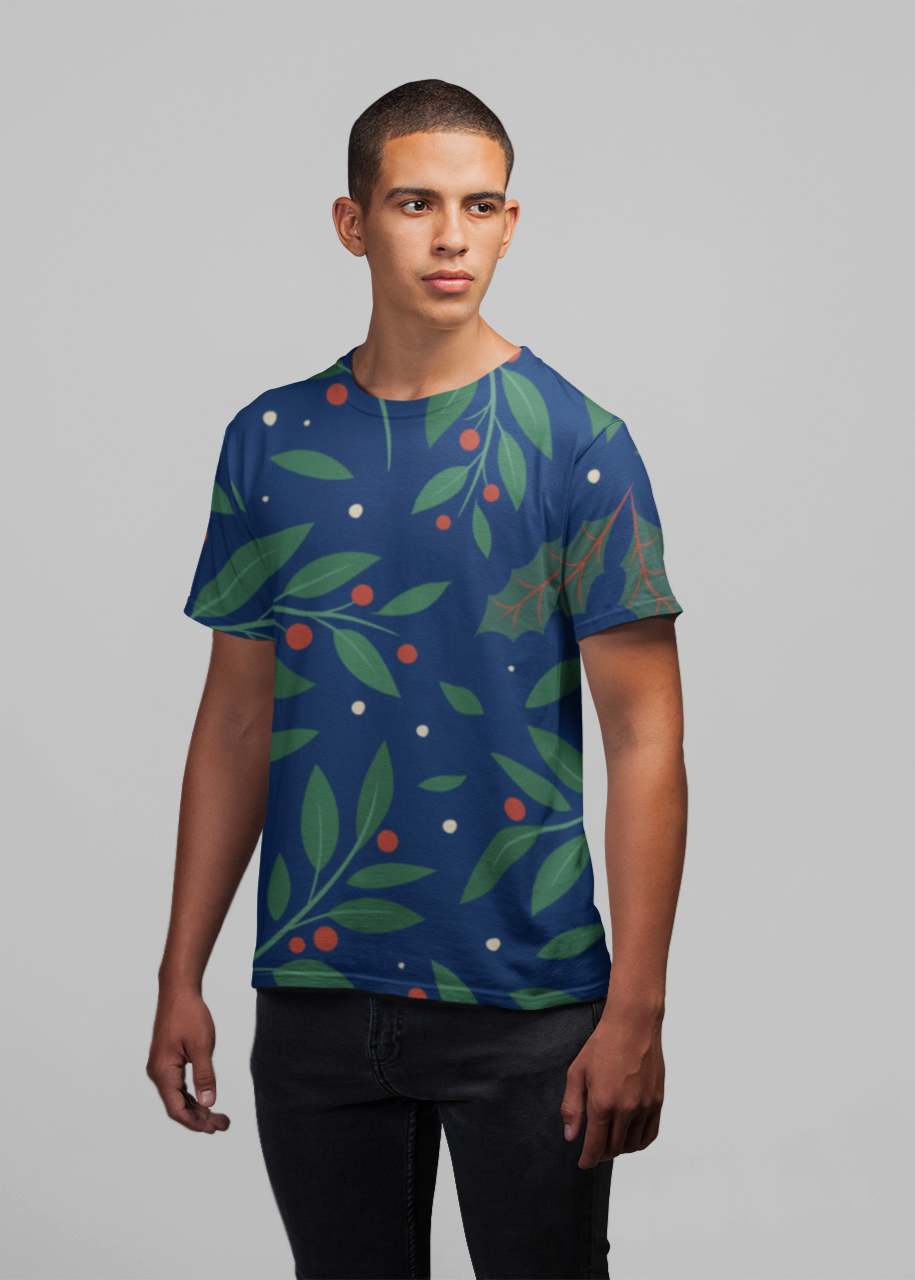 Leaves & Dots - All Over Printed Half Sleeve T-Shirt - Unisex