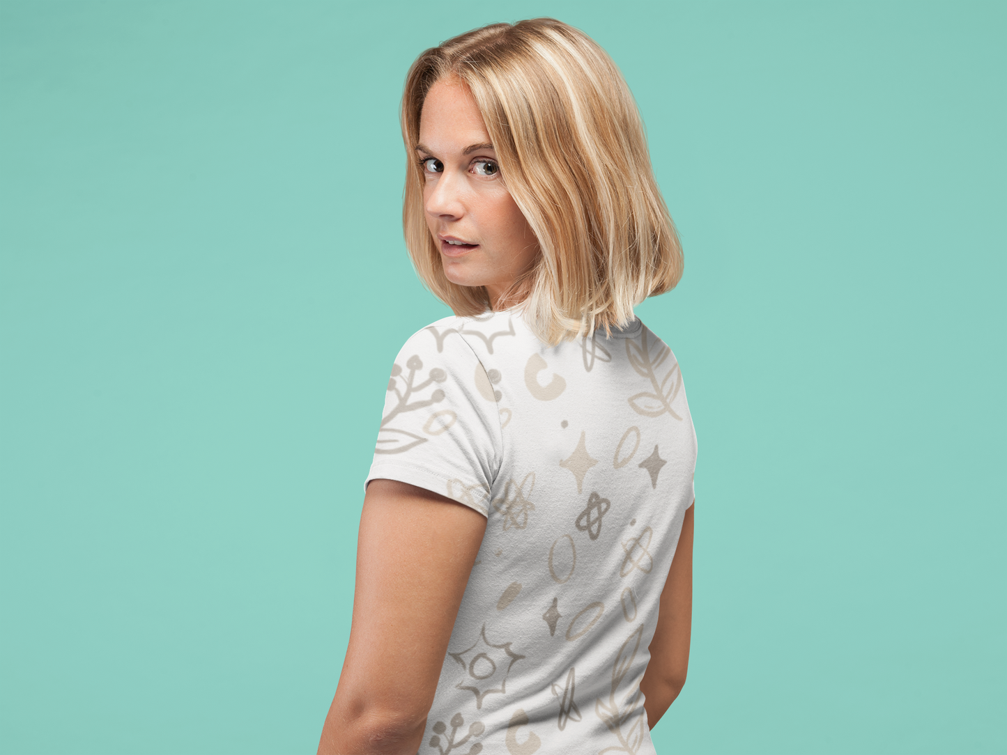 Hand Drawn Botanical Leaves - All Over Printed Half Sleeve T-Shirt - Unisex