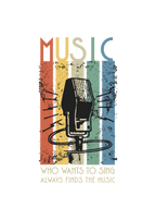 Retro Music Stripes with Microphone - Round Neck Half Sleeve T-Shirt - Men