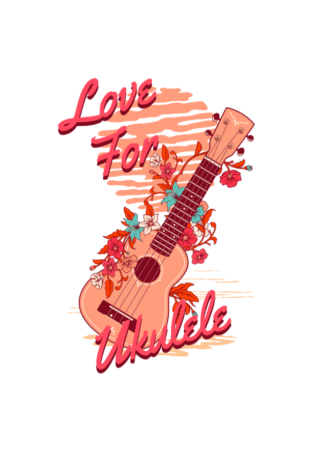 Love For Ukulele - Round Neck Half Sleeve T-Shirt - Women