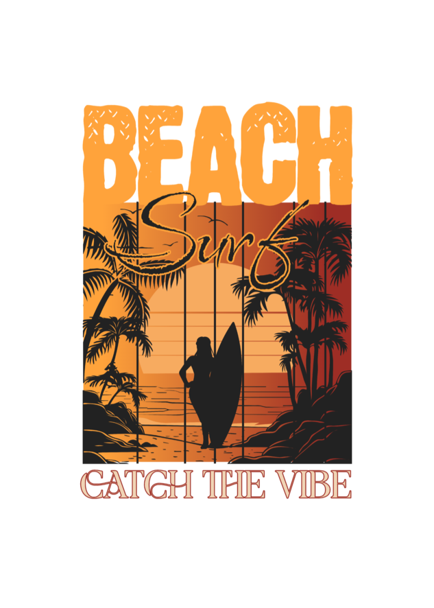 Catch The Vibe - Surfing - Round Neck Half Sleeve T-Shirt - Women