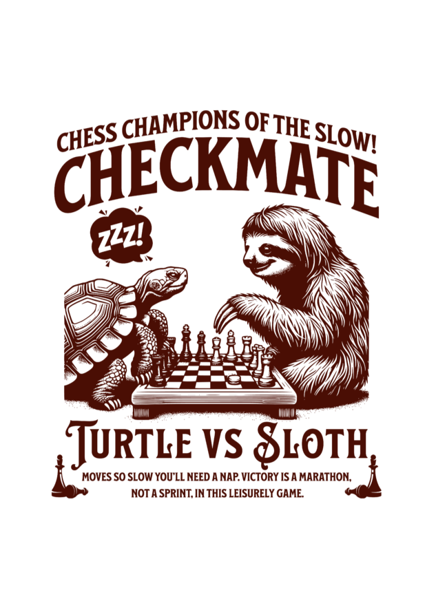 Turtle Vs Sloth - Chess - Round Neck Half Sleeve T-Shirt - Men