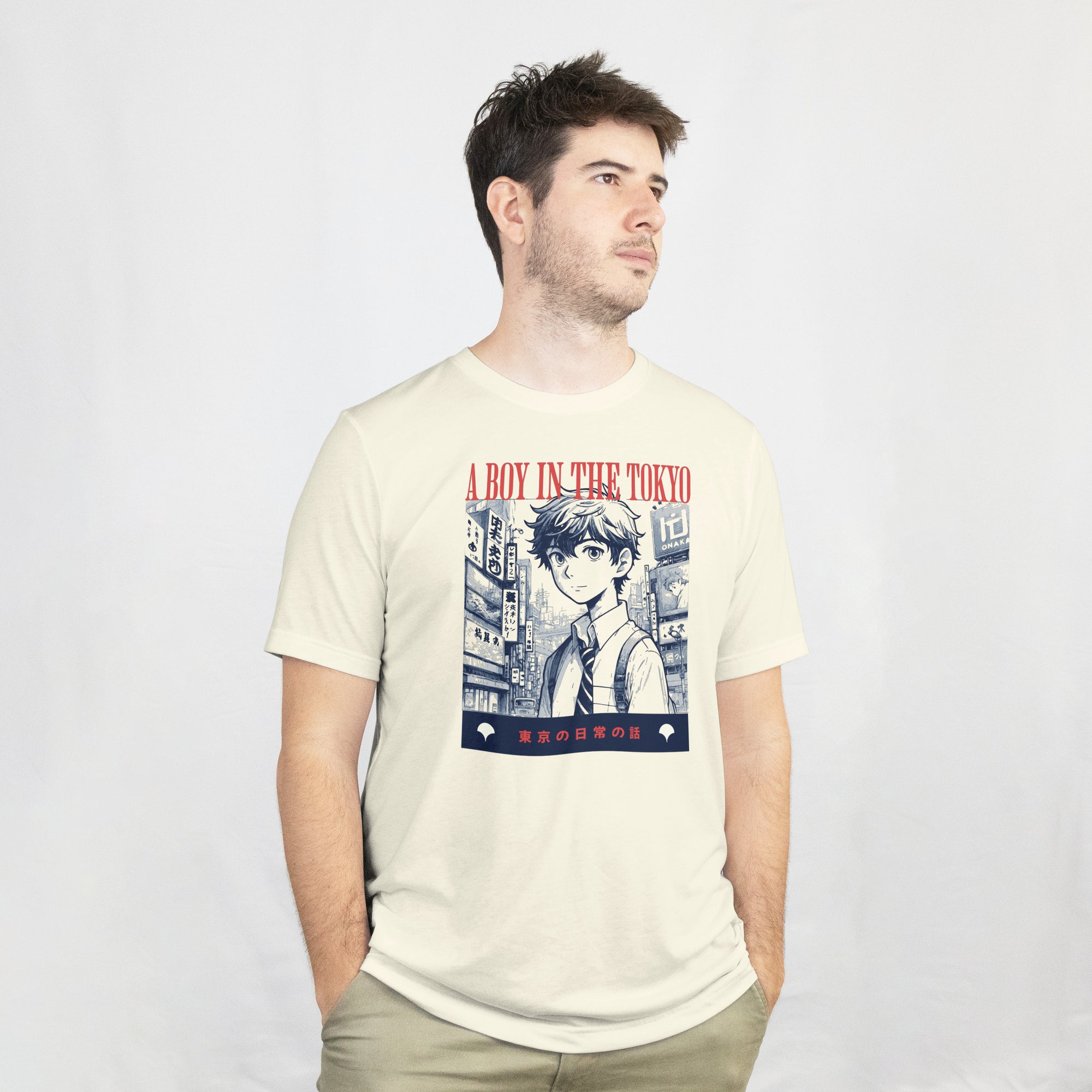 A Boy in Tokyo - Anime Graphic Men's Off White T-Shirt