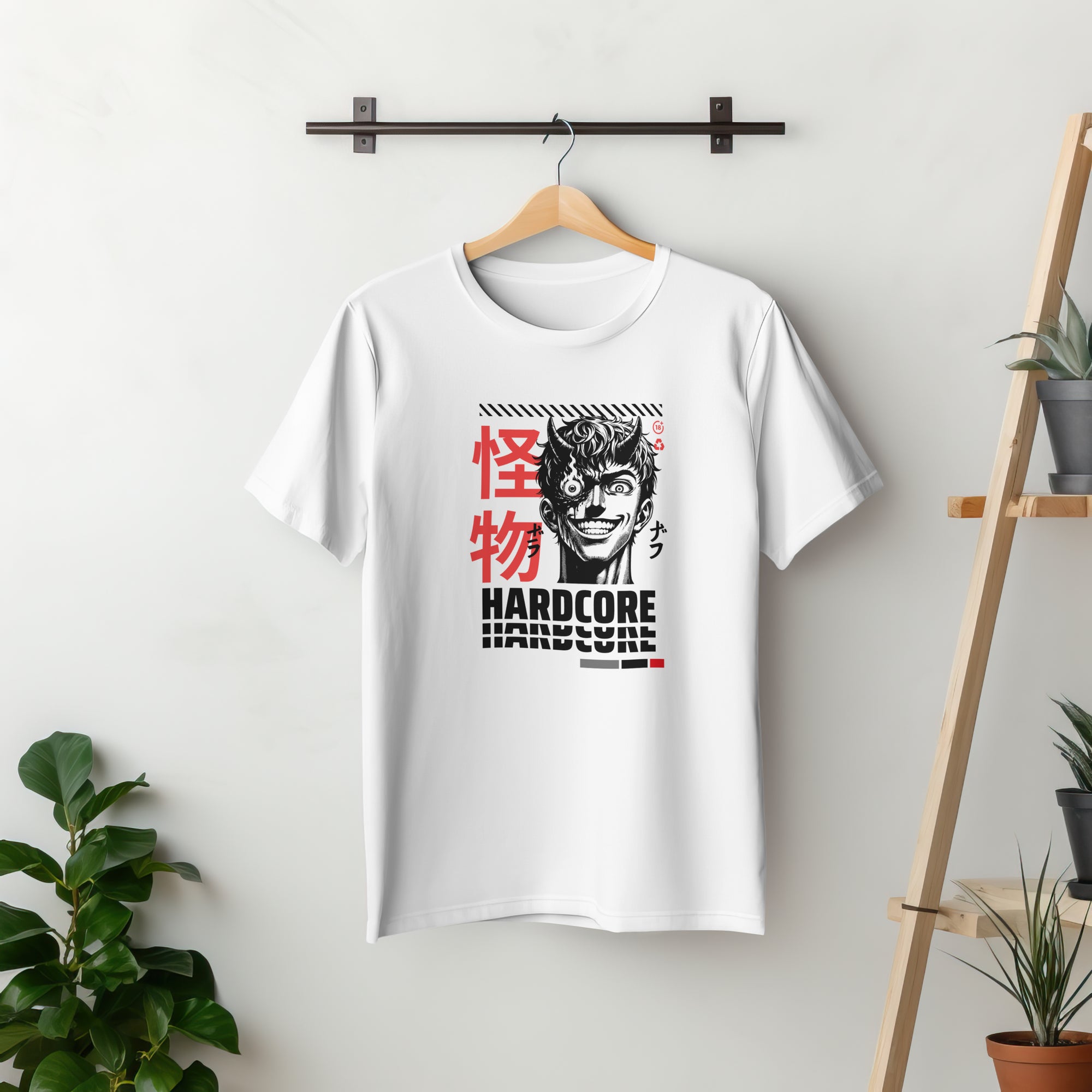 Hardcore - Anime Graphic Men's White T-Shirt