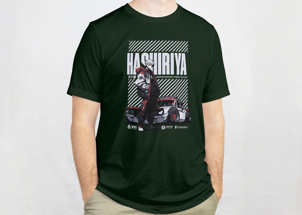 Hashiriya - Anime Graphic Men's Bottle Green T-Shirt