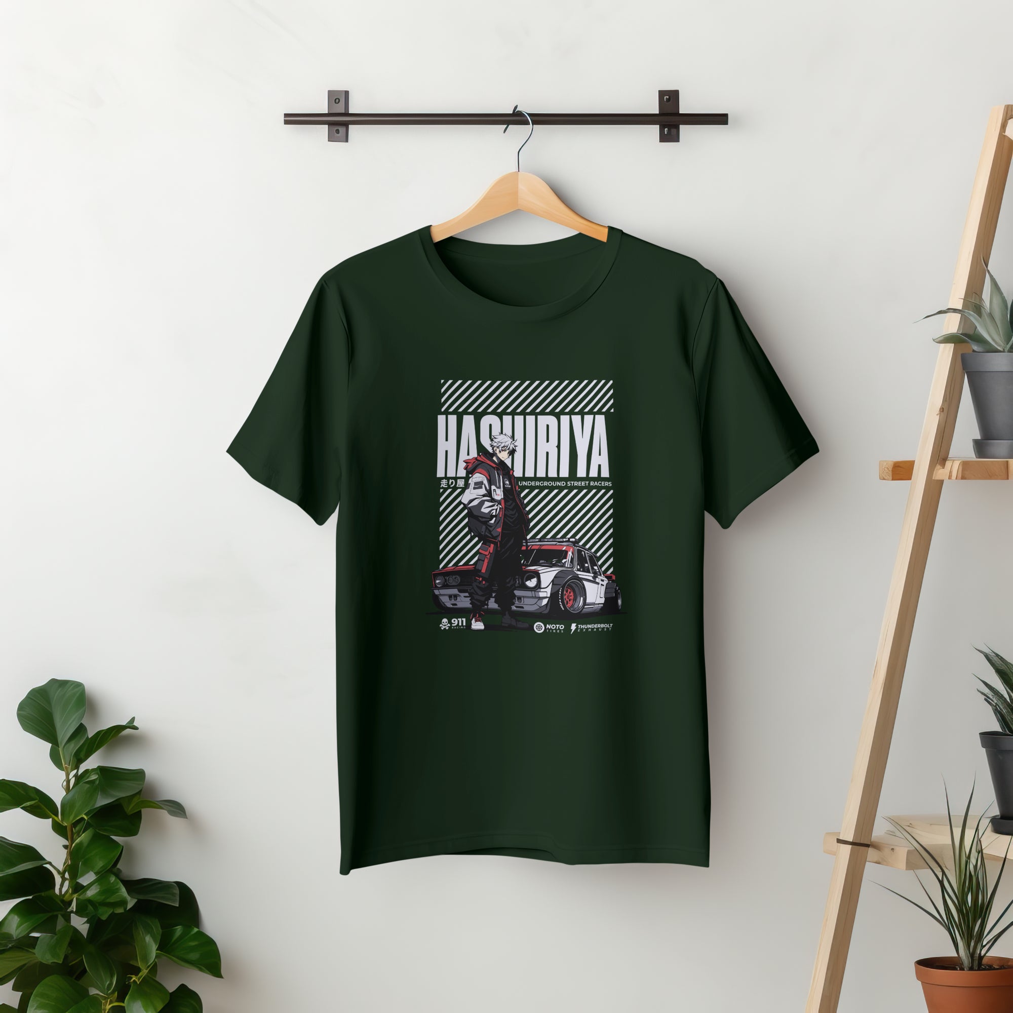 Hashiriya - Anime Graphic Men's Bottle Green T-Shirt