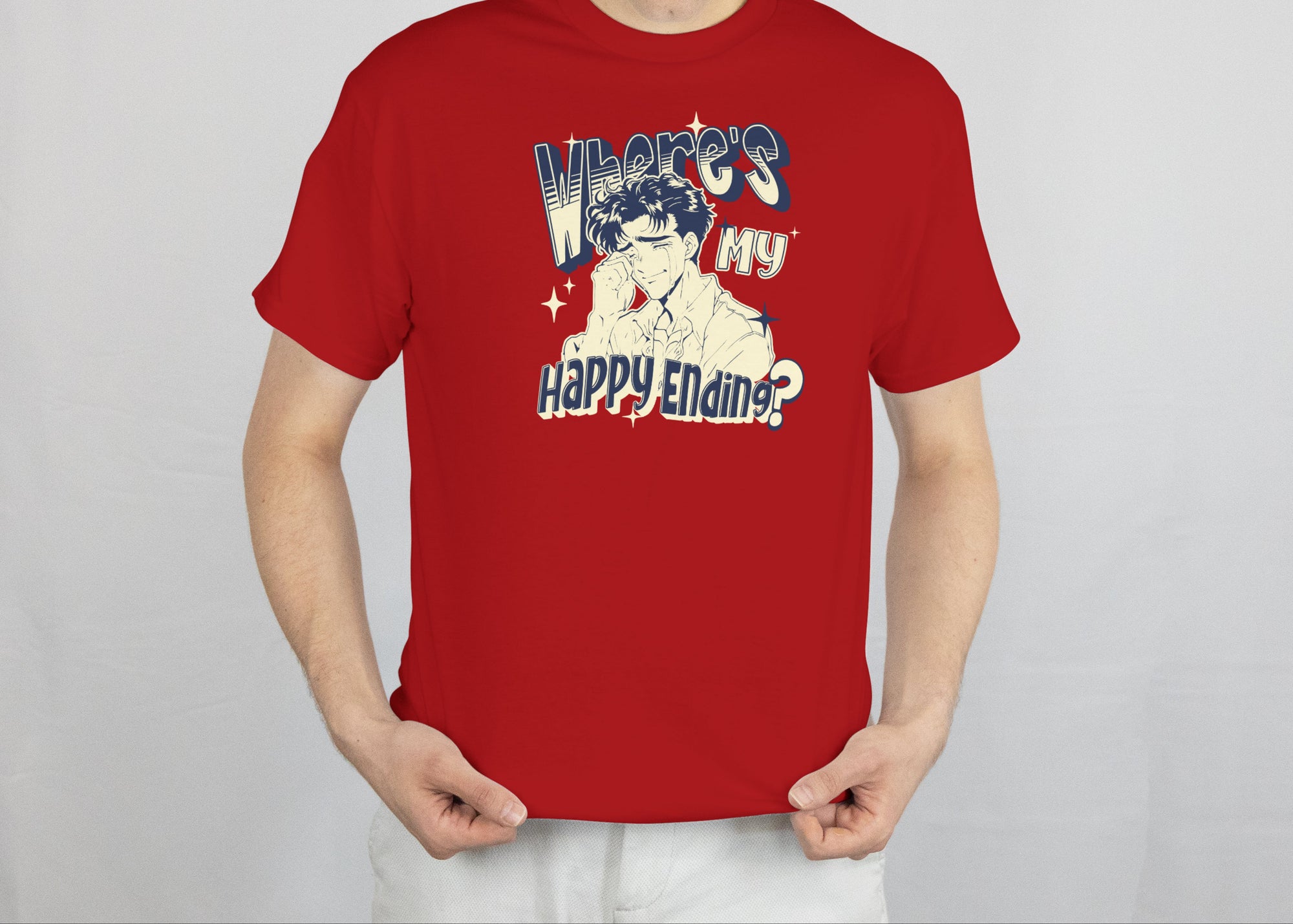 Happy Ending? - Anime Graphic Men's Red T-Shirt