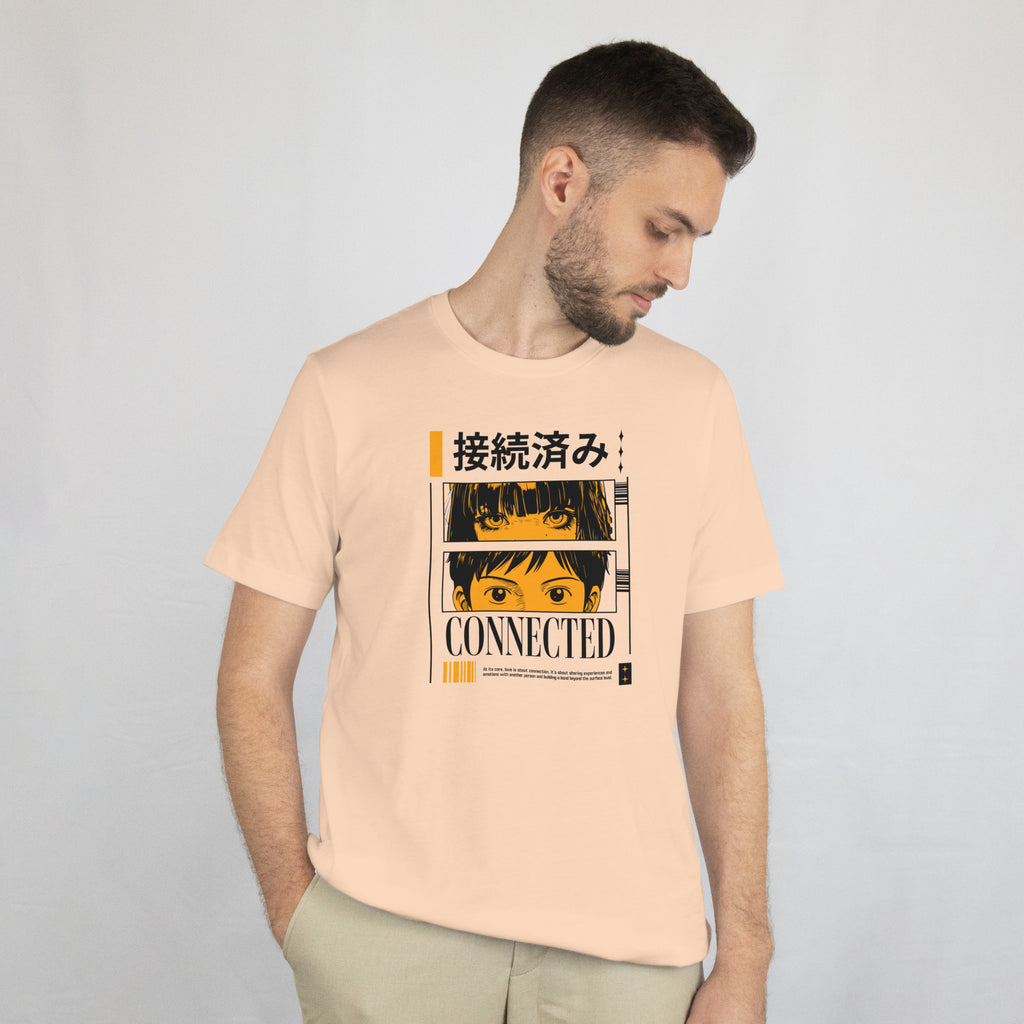 Connected with Eyes - Anime Graphic Men's Peach T-Shirt