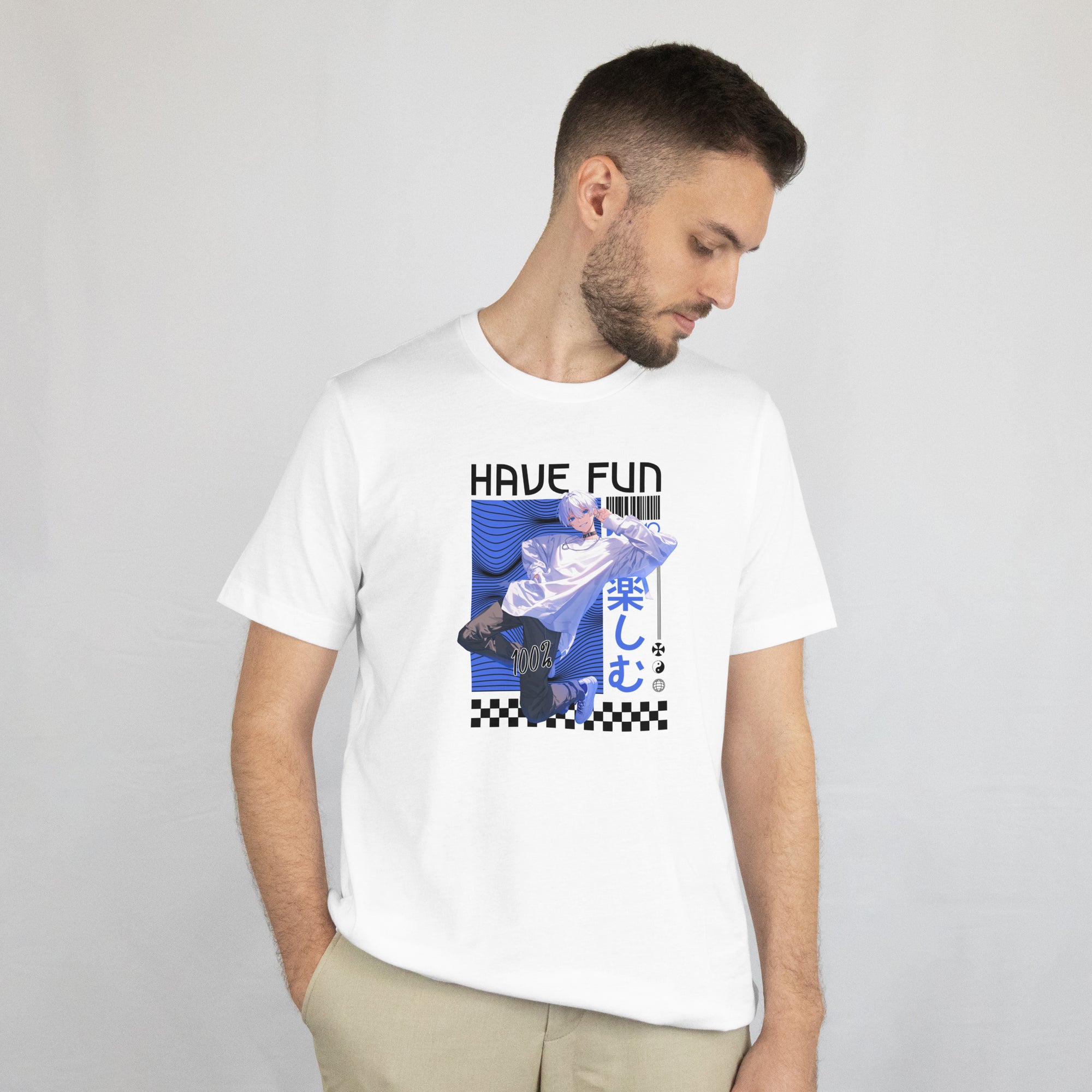 Have Fun - Anime Graphic Men's White T-Shirt