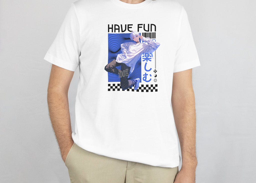 Have Fun - Anime Graphic Men's White T-Shirt