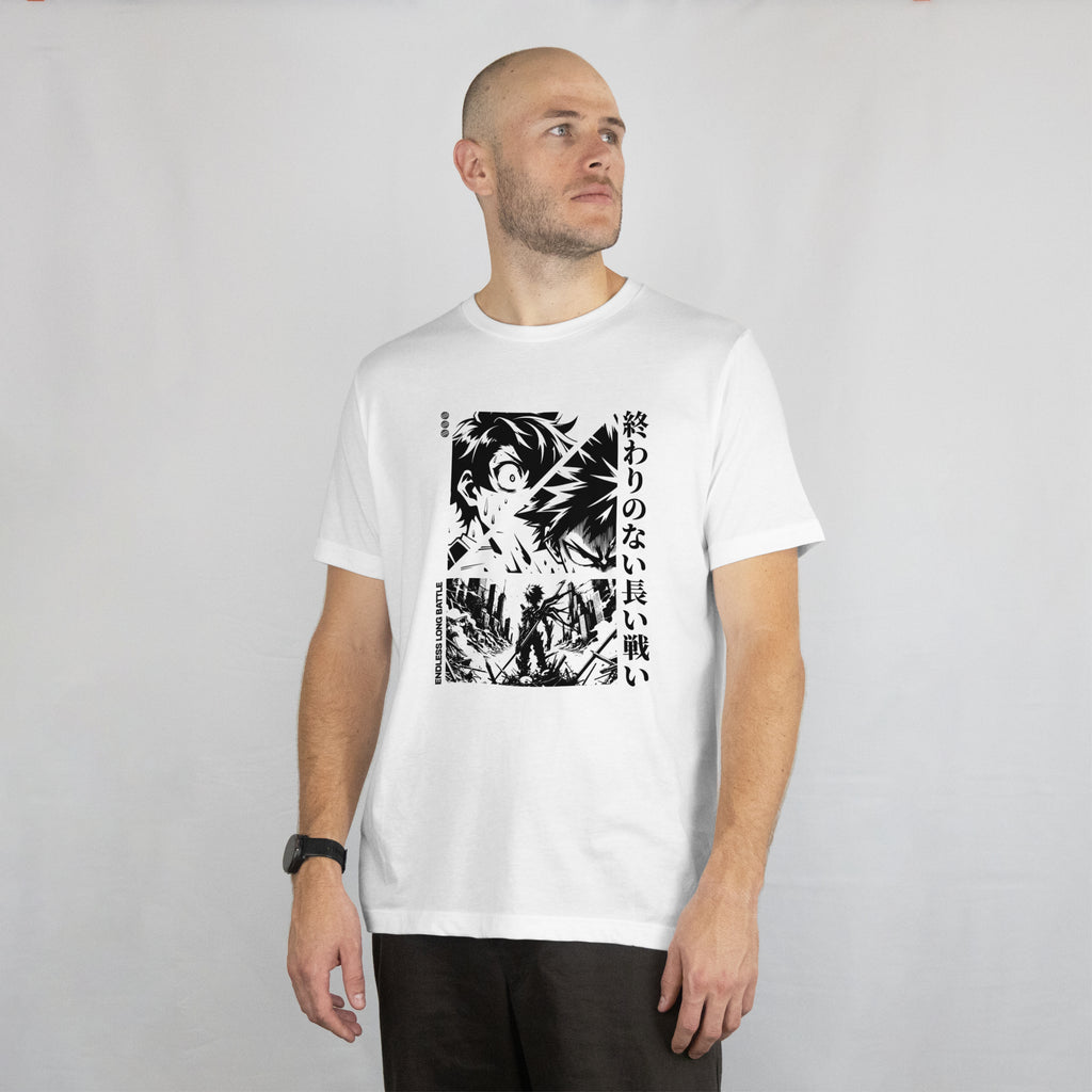 Endless Long Battle - Anime Graphic Men's White T-Shirt