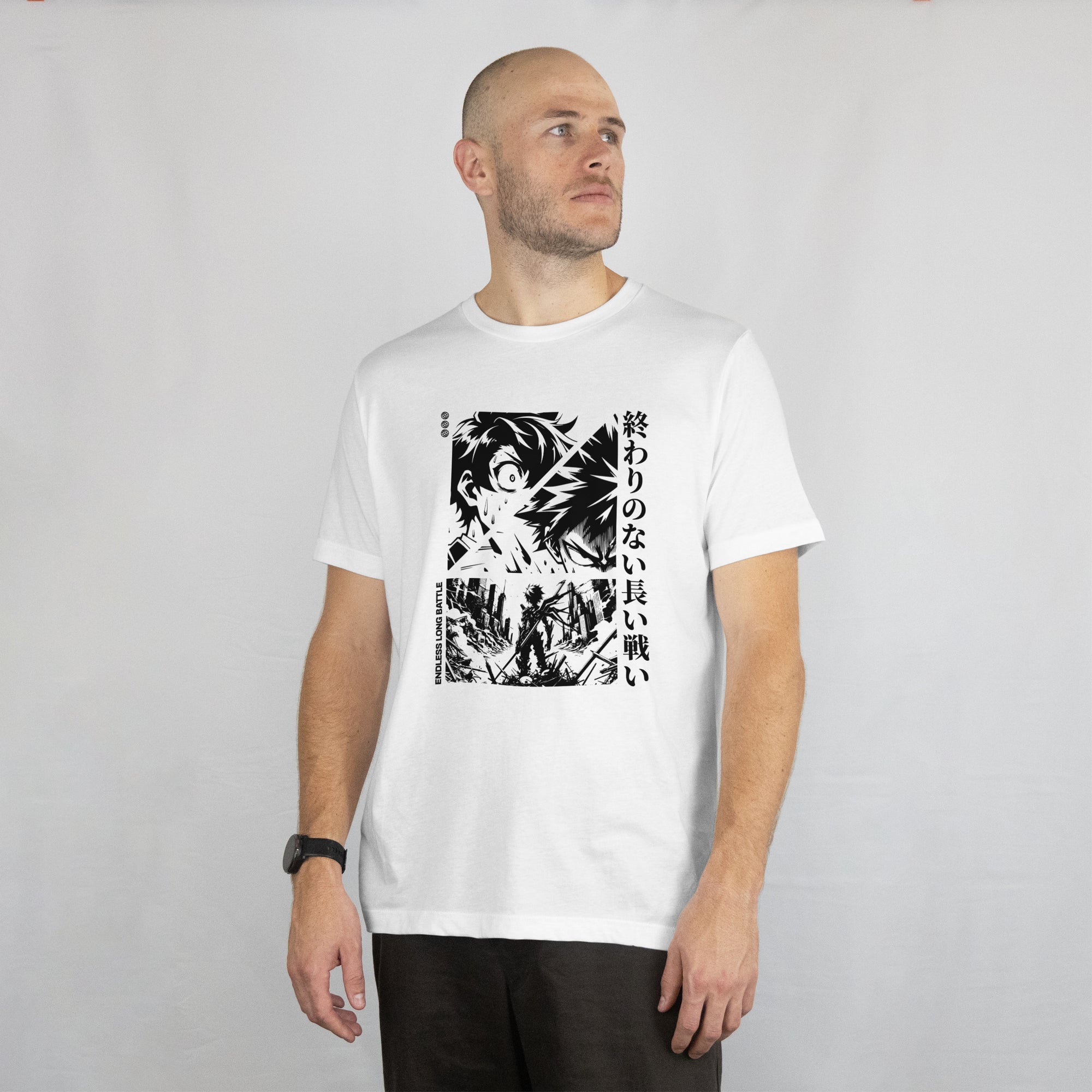 Endless Long Battle - Anime Graphic Men's White T-Shirt
