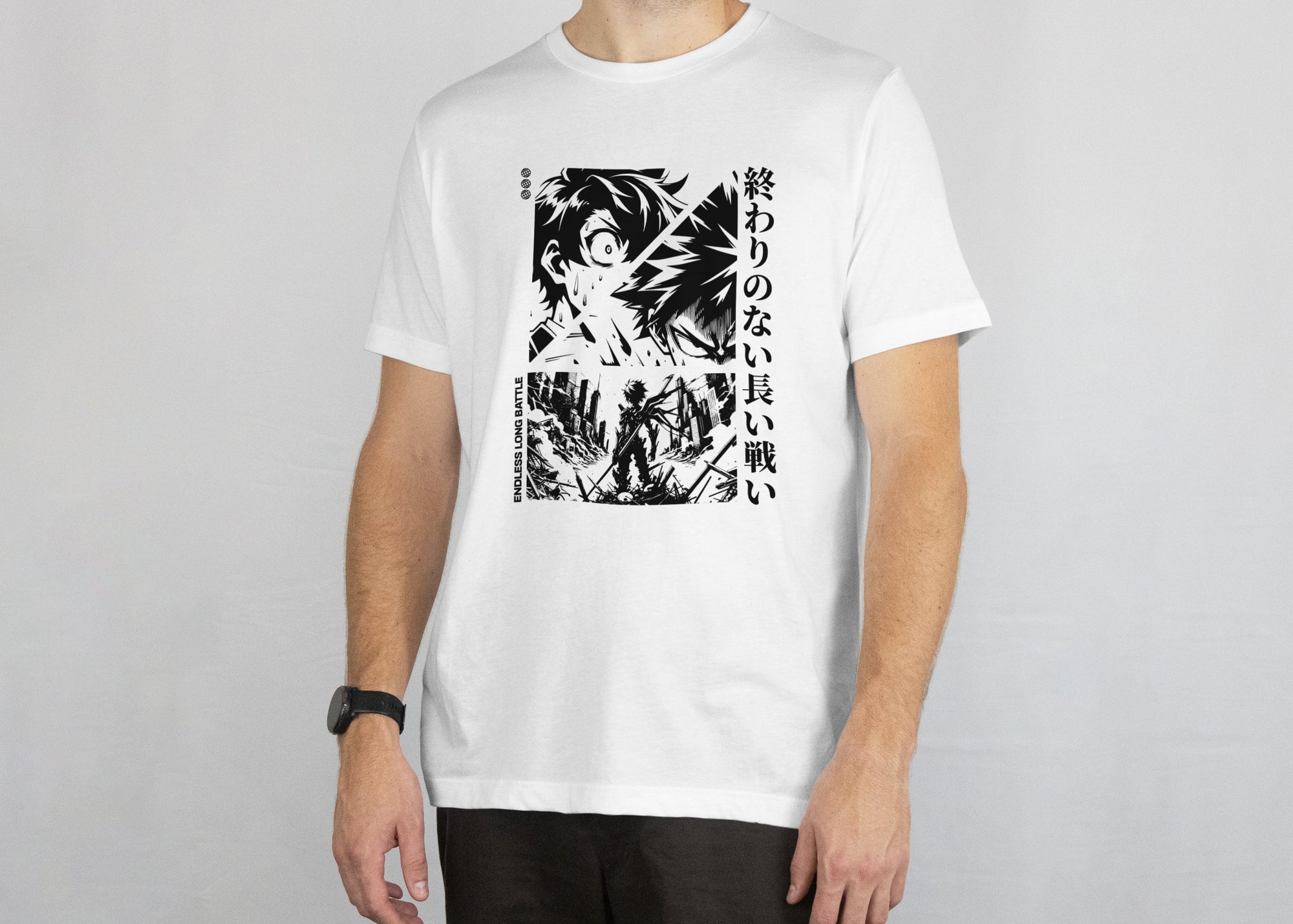 Endless Long Battle - Anime Graphic Men's White T-Shirt