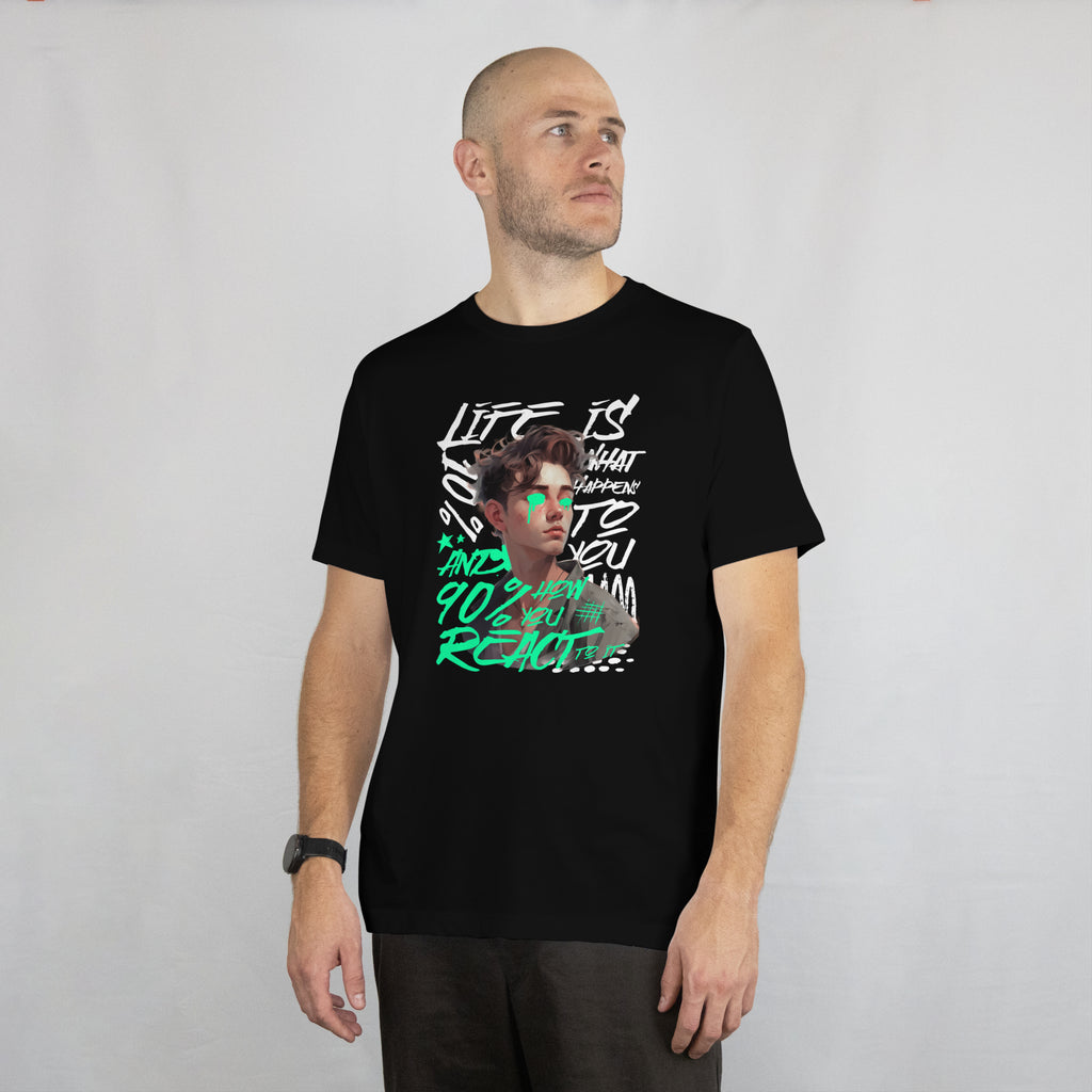 Life is How You React - Anime Graphic Men's Black T-Shirt