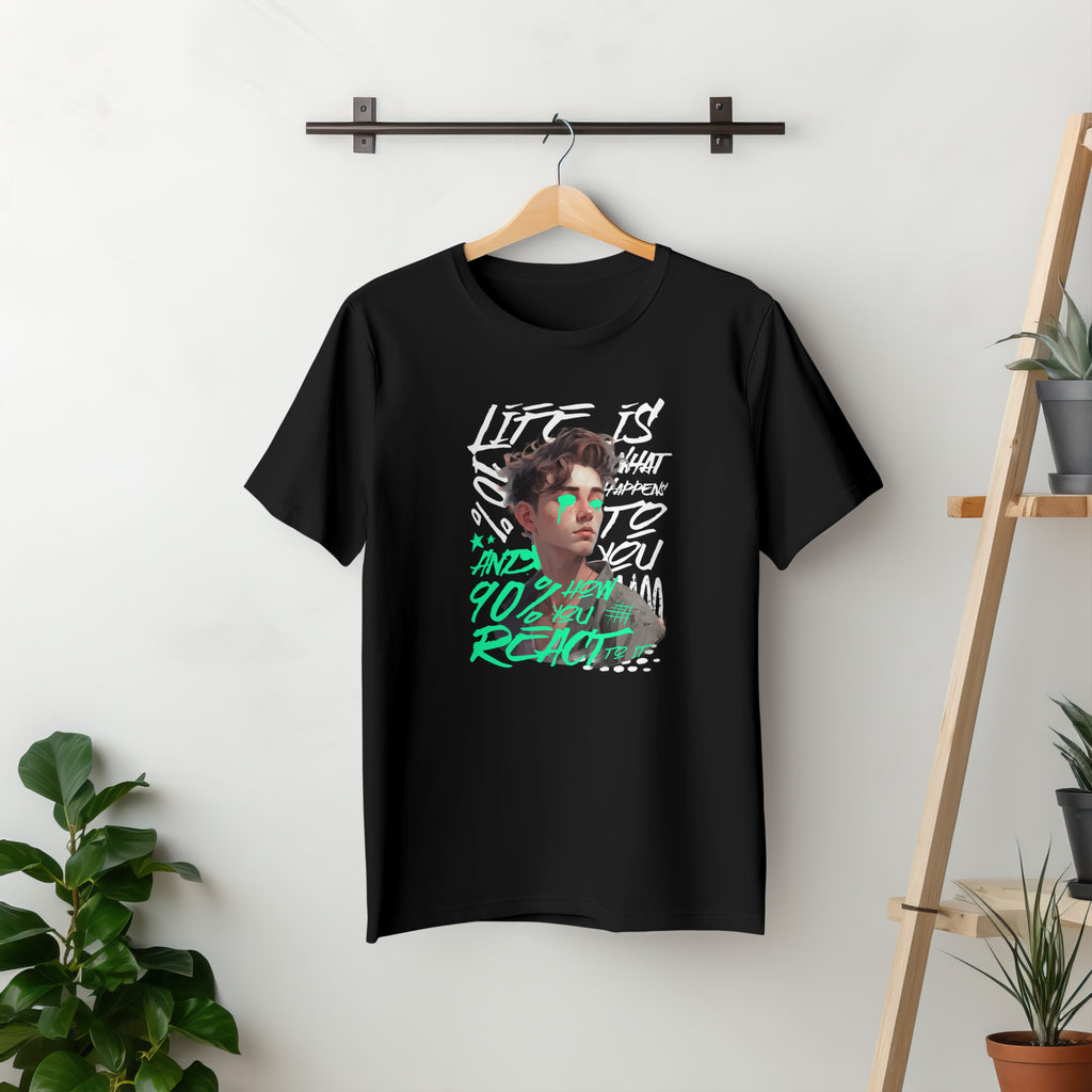 Life is How You React - Anime Graphic Men's Black T-Shirt