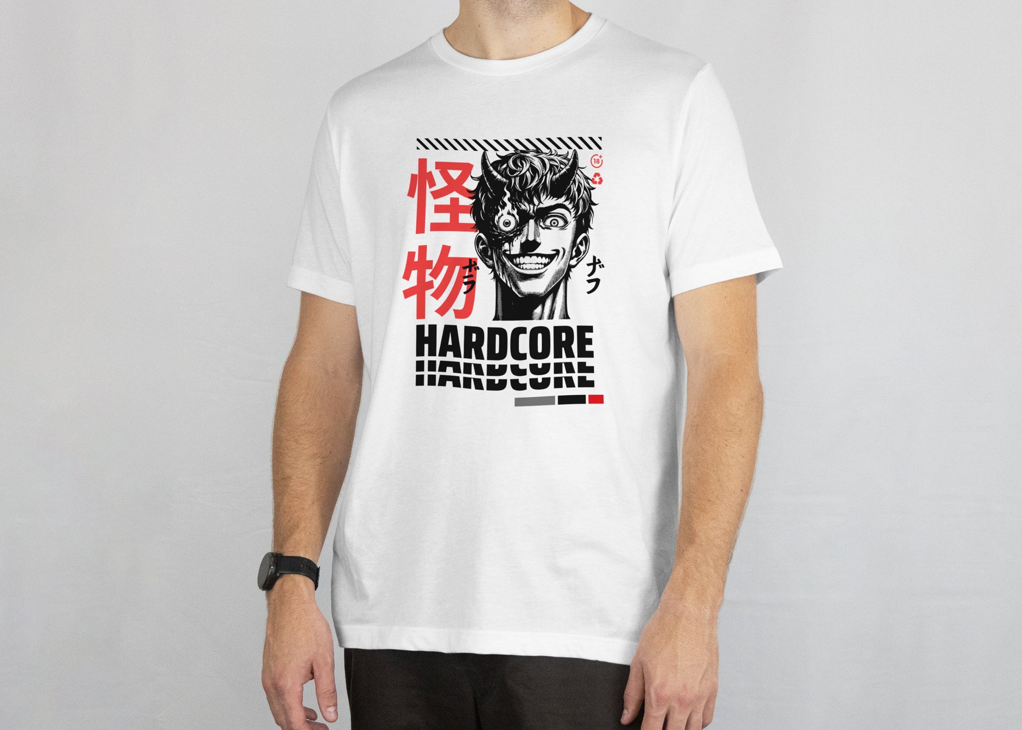 Hardcore - Anime Graphic Men's White T-Shirt