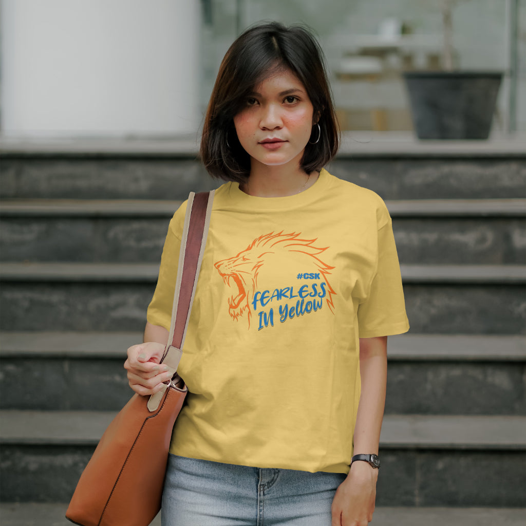 CSK - Fearless In Yellow - IPL - Round Neck Half Sleeve T-Shirt - Unisex