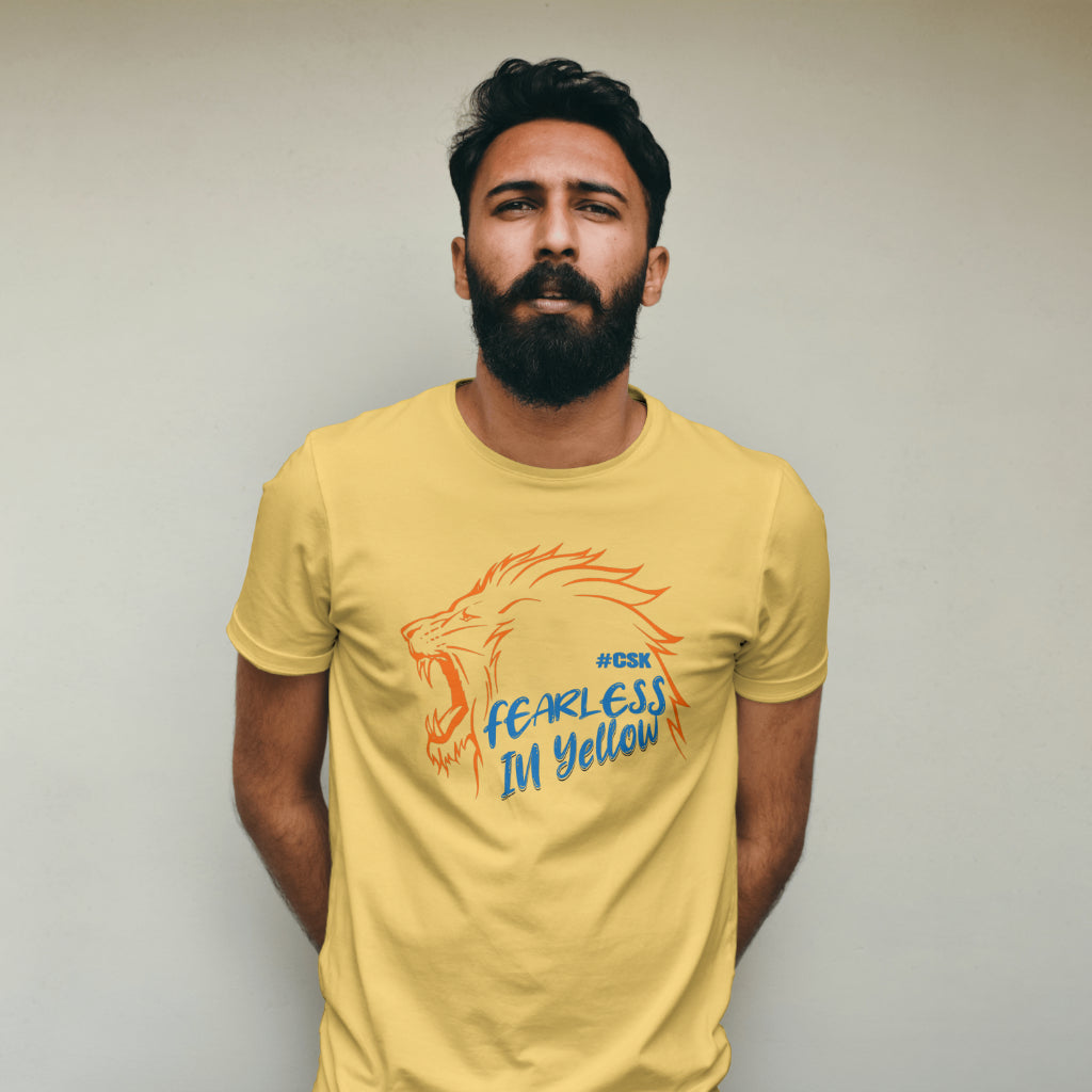 CSK - Fearless In Yellow - IPL - Round Neck Half Sleeve T-Shirt - Unisex