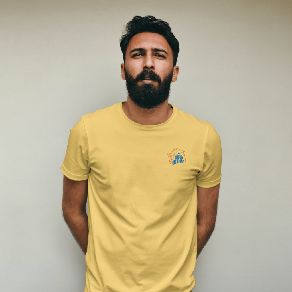 CSK - Chest Printed - IPL - Round Neck Half Sleeve T-Shirt - Unisex