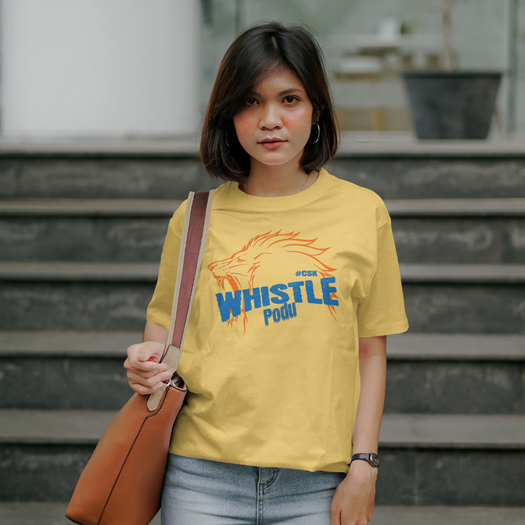 CSK - Whistle Podu - IPL - Round Neck Half Sleeve T-Shirt - Unisex