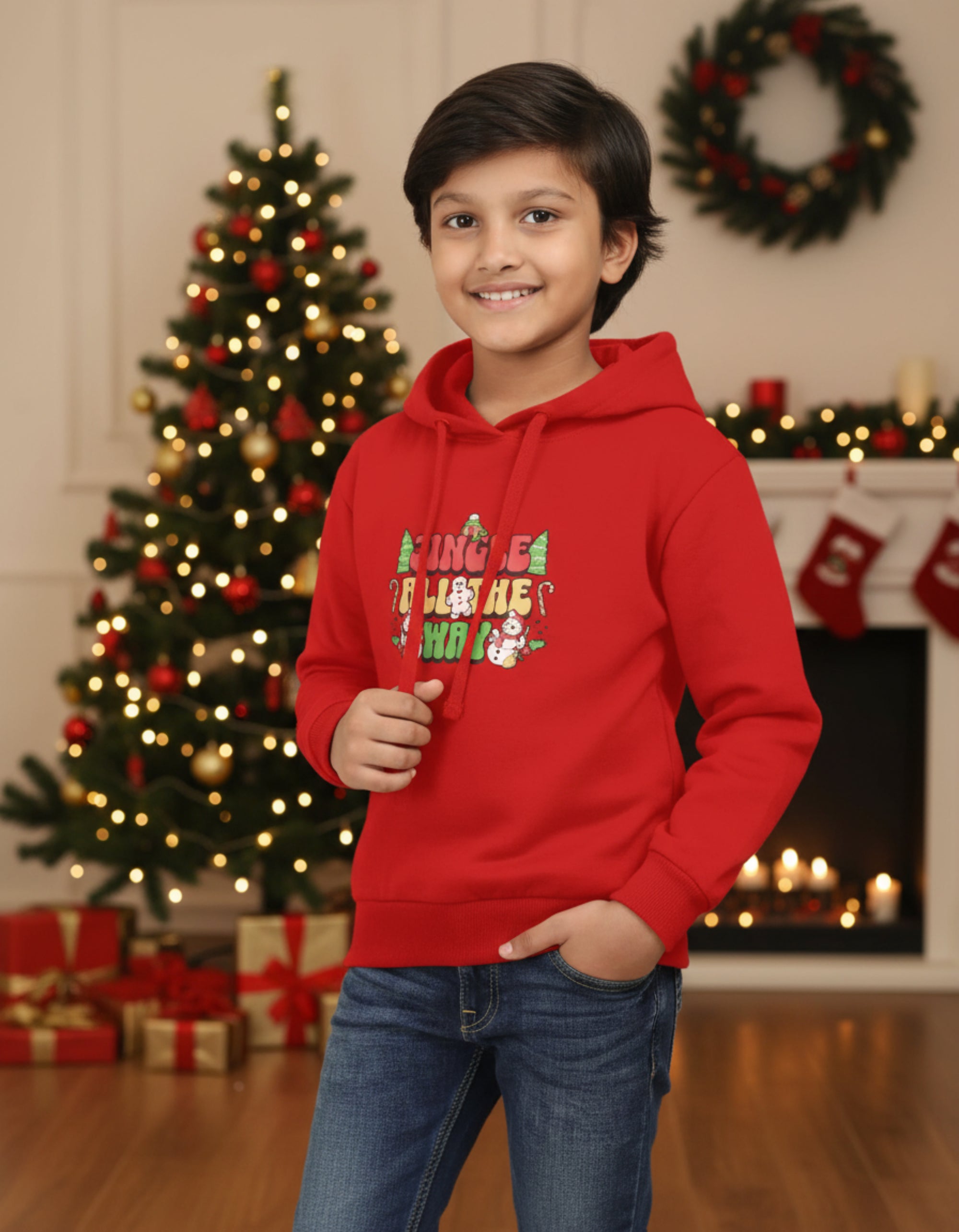 Jingle All The Way  - Kids Unisex Red Hoodie
