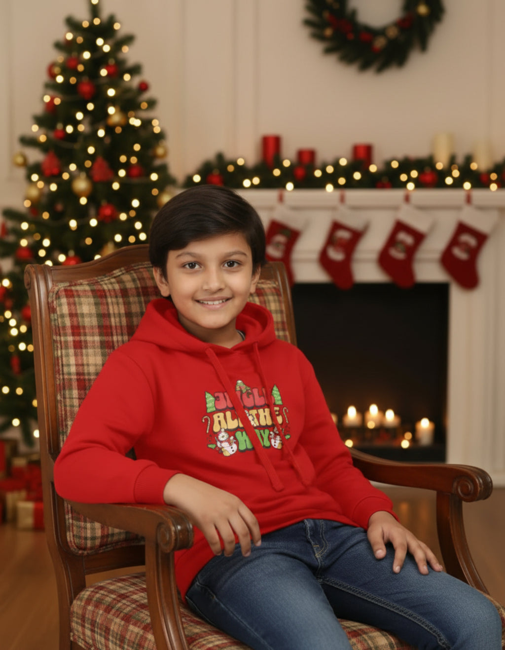 Jingle All The Way  - Kids Unisex Red Hoodie