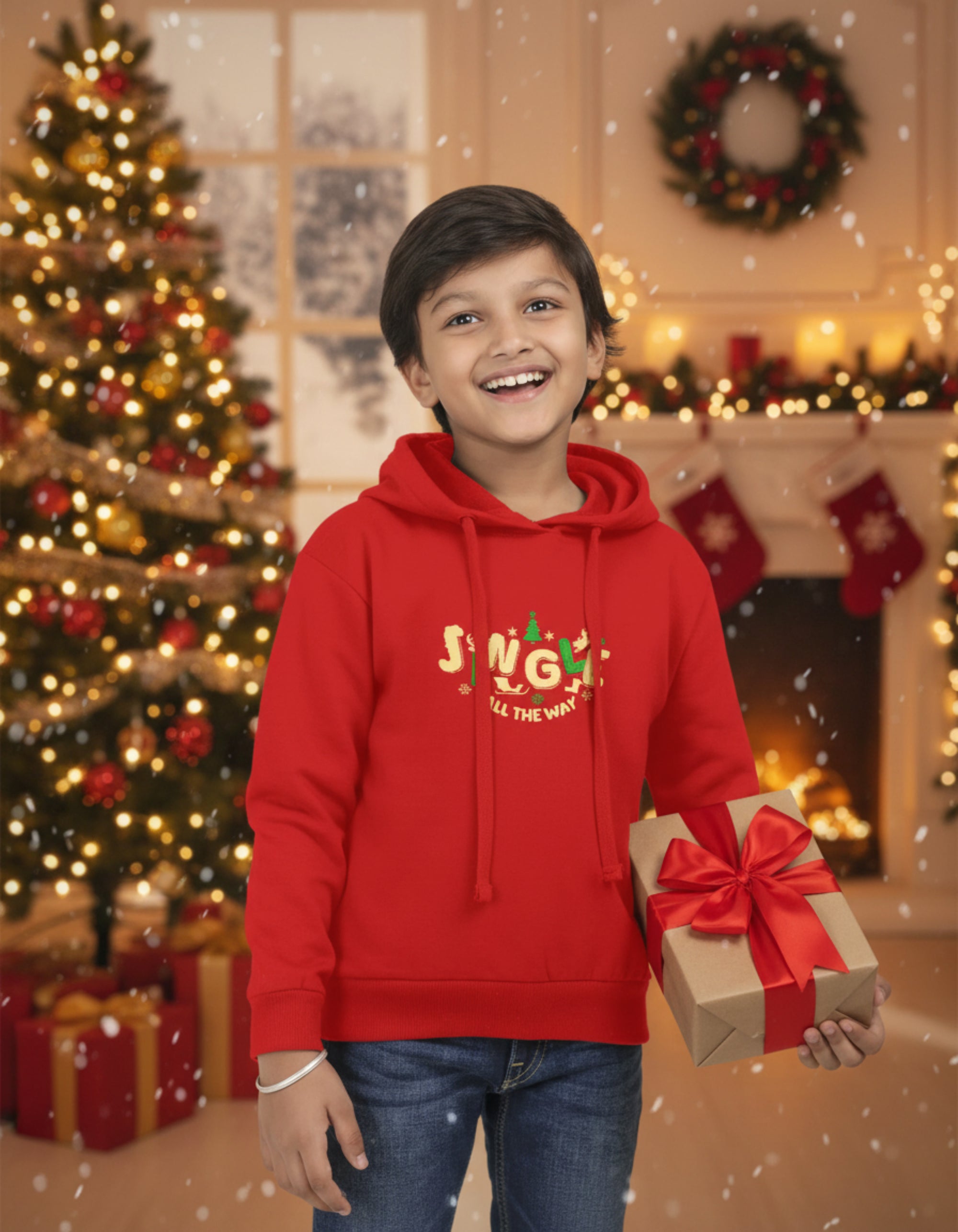 Jingle All The Way  - Kids Unisex Red Hoodie