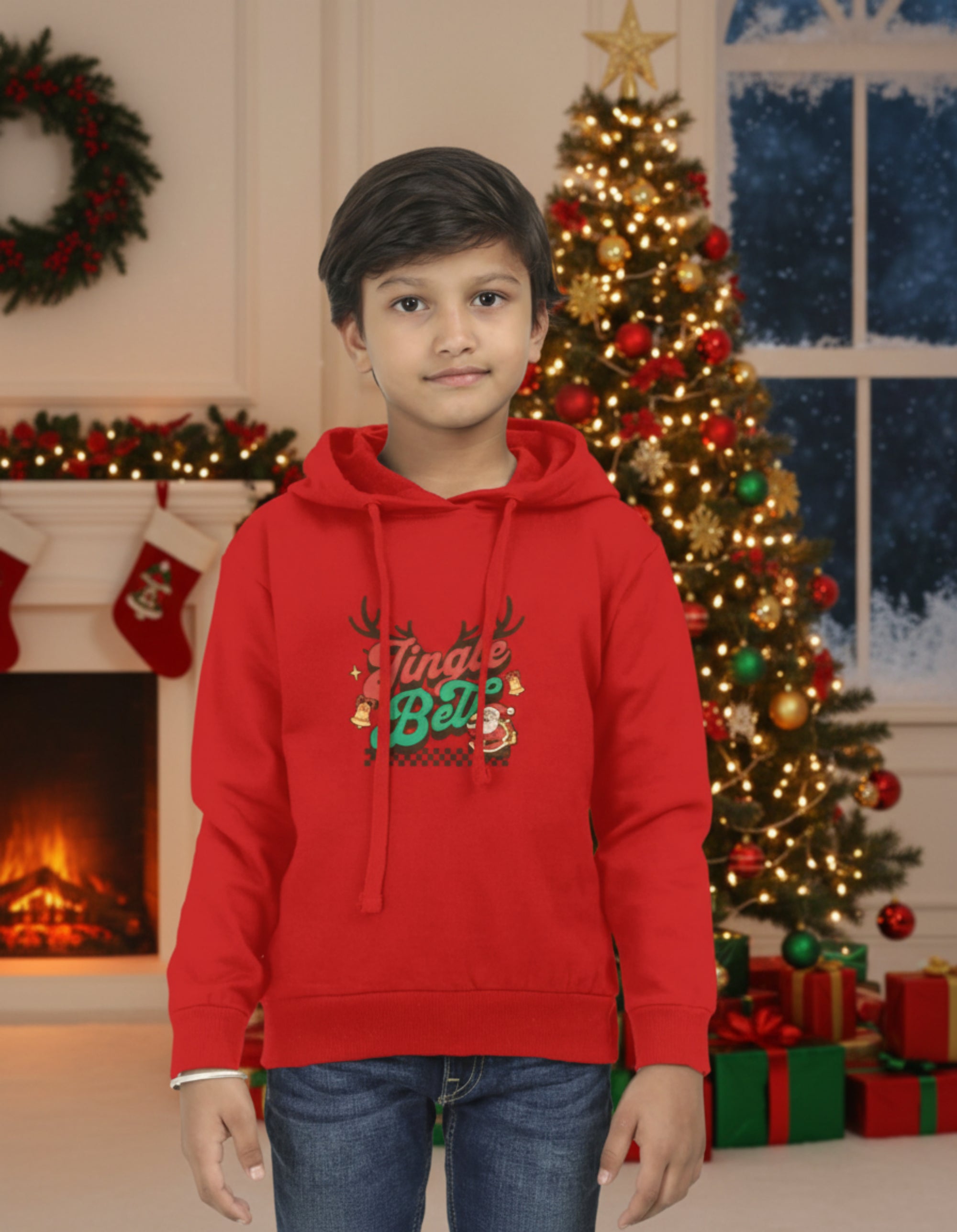 Jingle Bell - Kids Unisex Red Hoodie