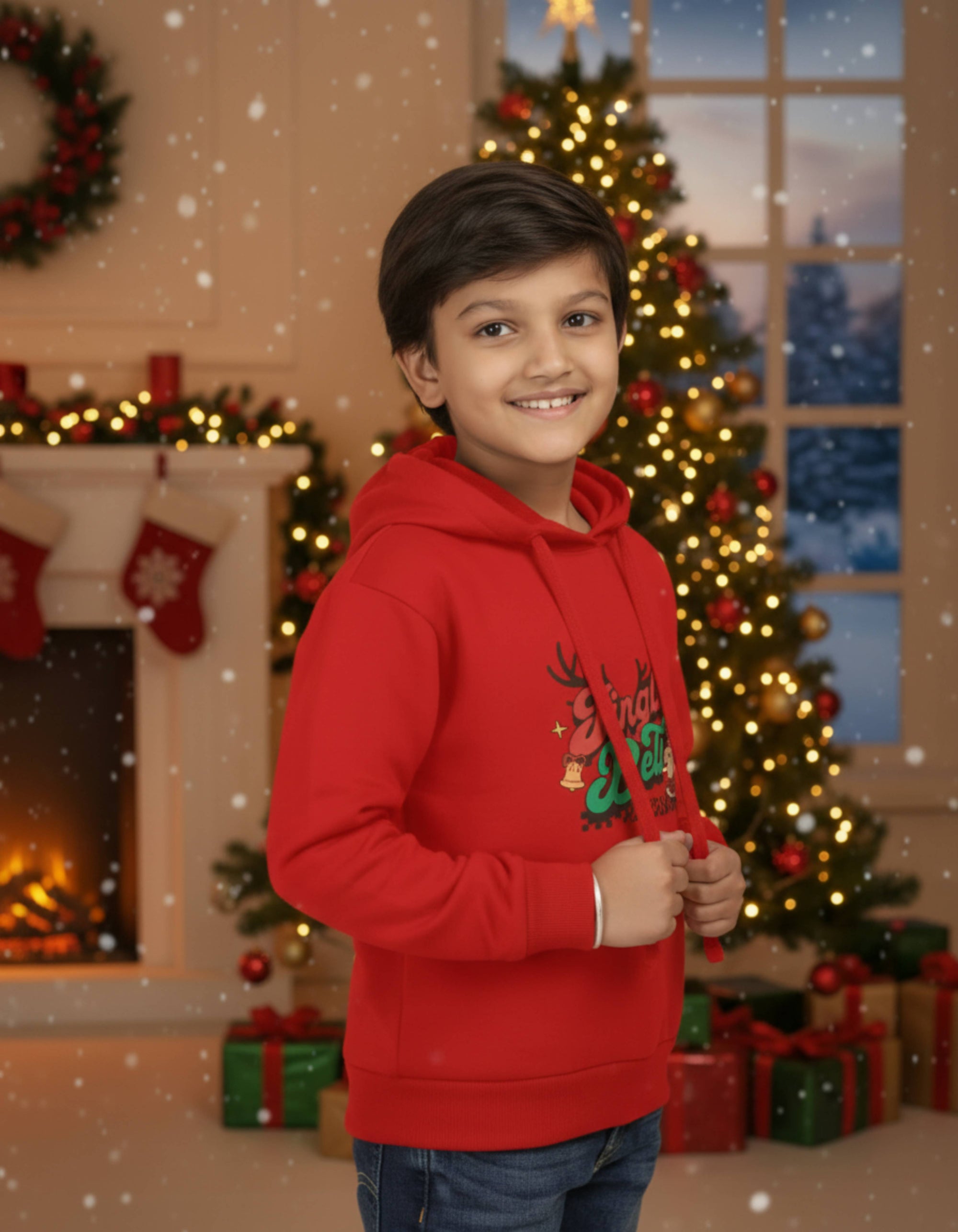 Jingle Bell - Kids Unisex Red Hoodie