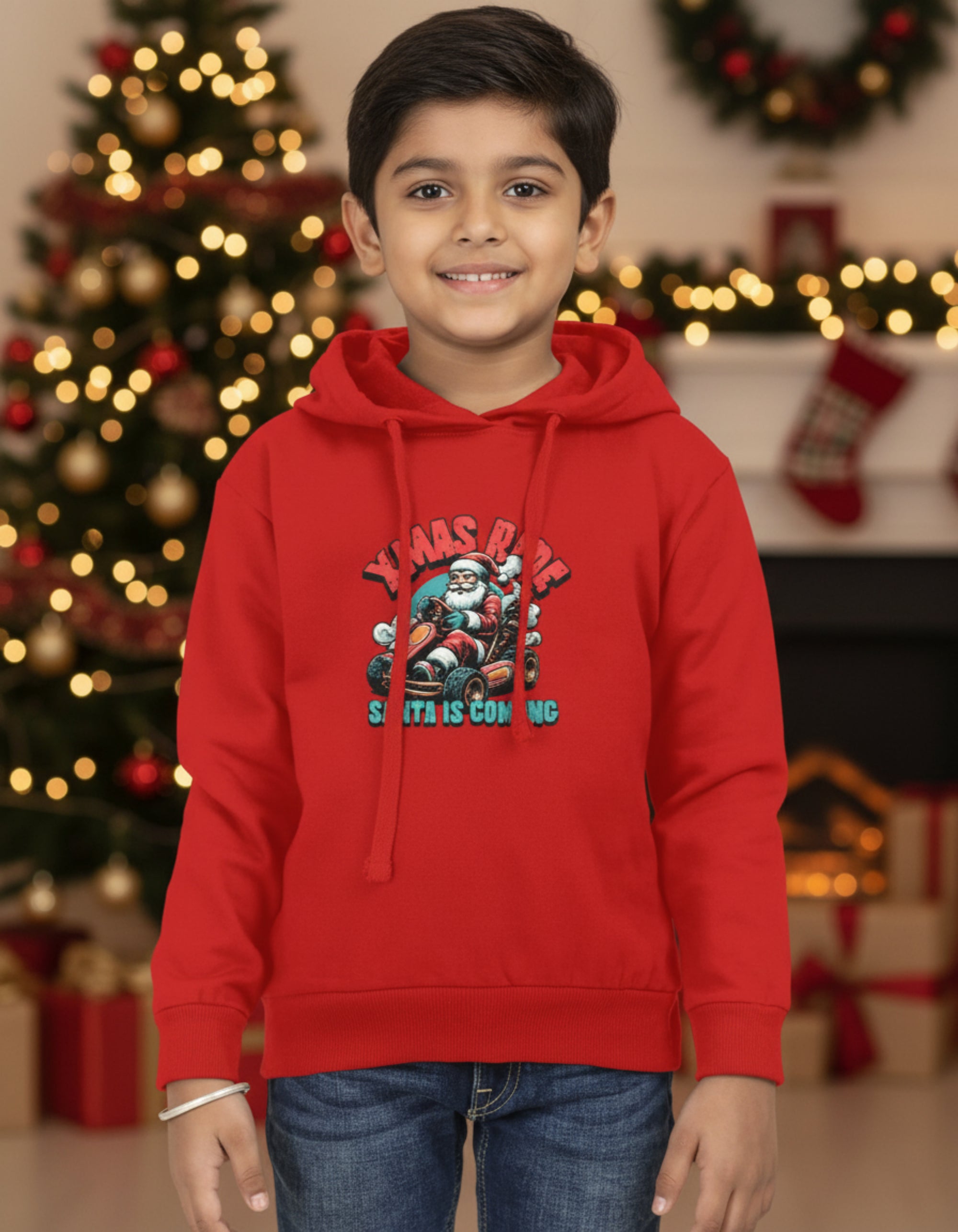 XMAS Ride - Kids Unisex Red Hoodie