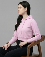 Cropped Hoodie for Women - Baby Pink