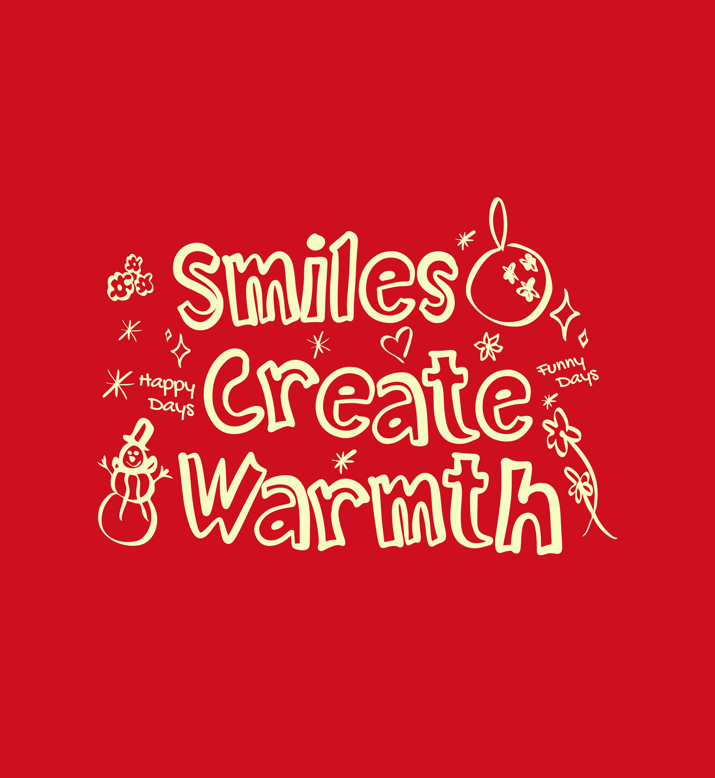 Smiles Create Warmth - Doodle - Round Neck Half Sleeve T-Shirt - Men
