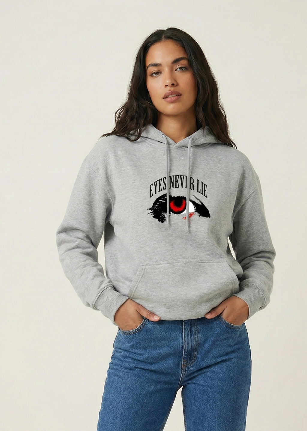 Eyes Never Lie - Unisex Gray Melange Cozy Hoodie