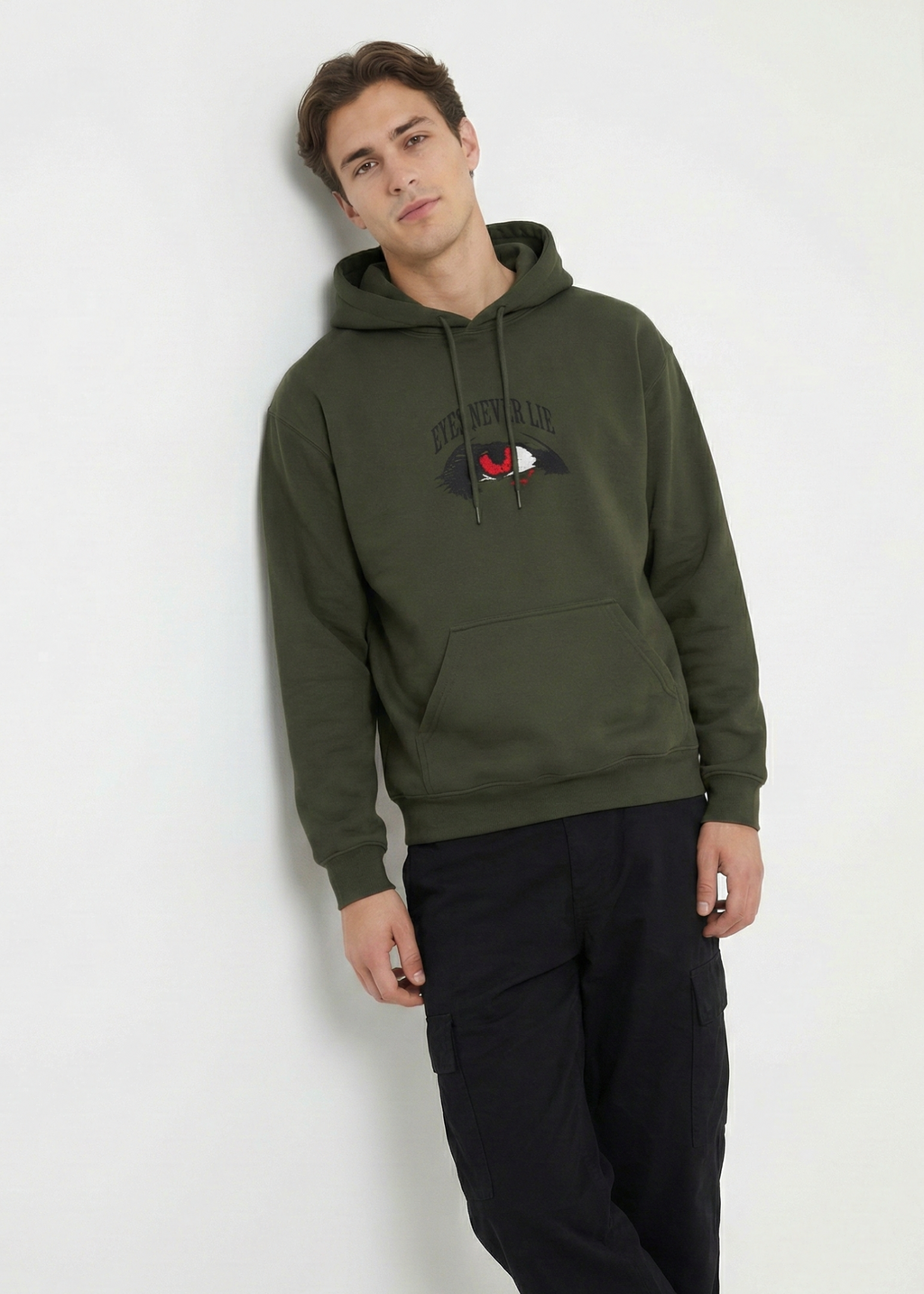 Eyes Never Lie - Unisex Olive Green Cozy Hoodie