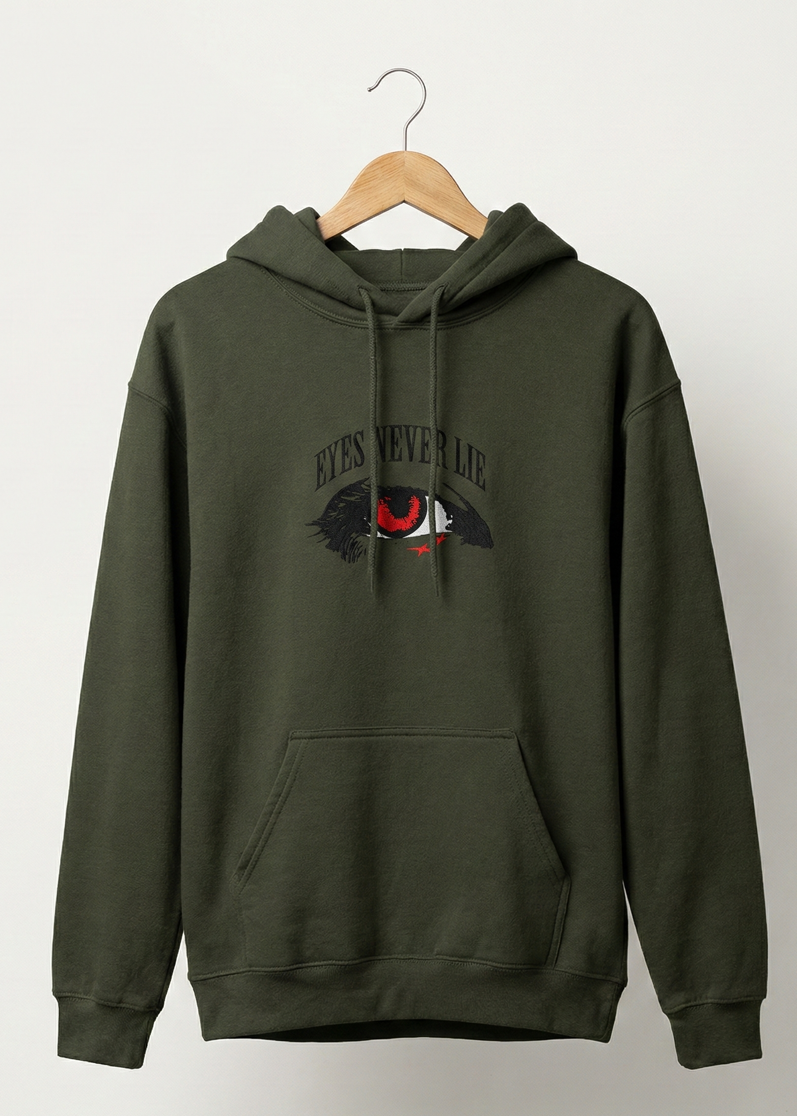 Eyes Never Lie - Unisex Olive Green Cozy Hoodie
