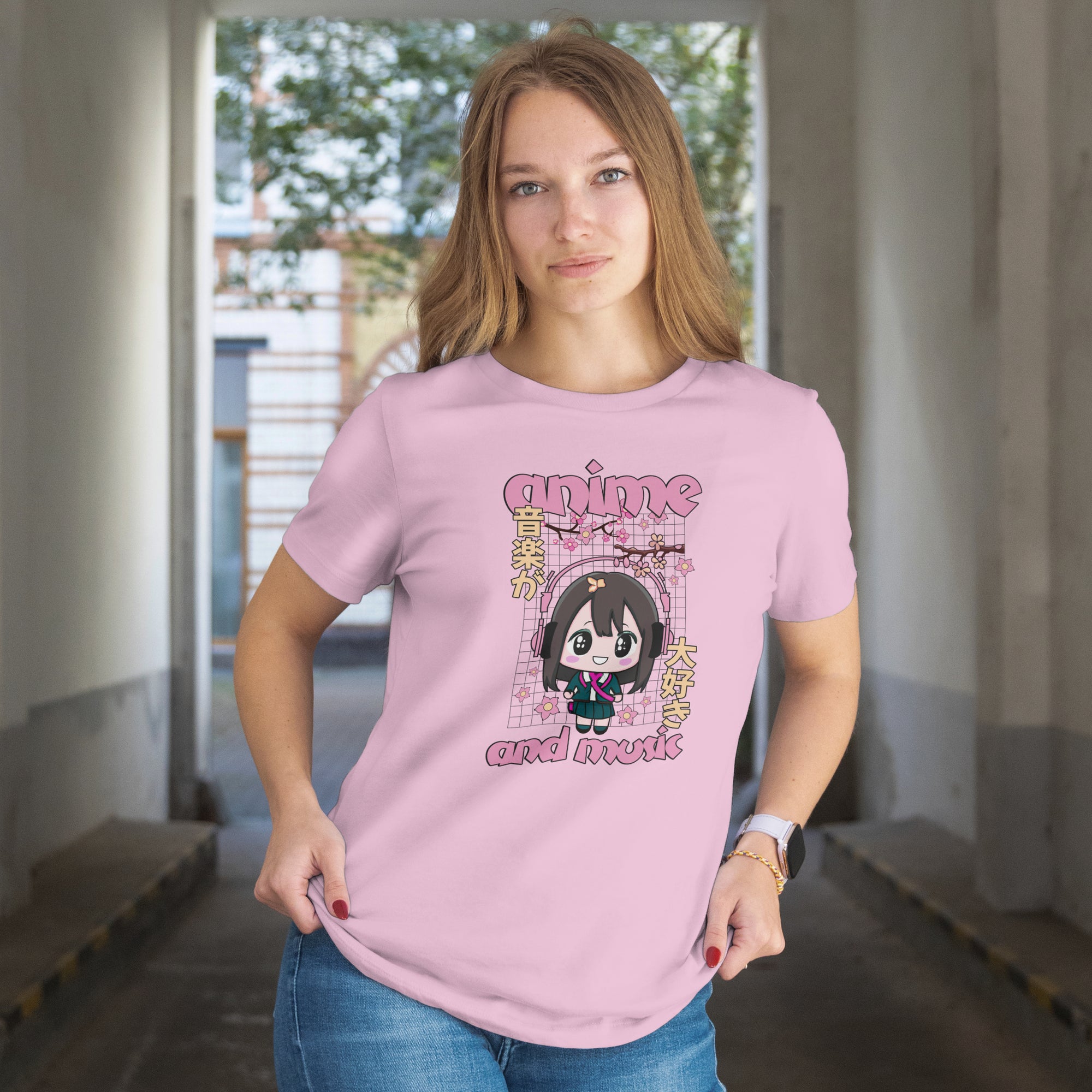 Anime and Music - Anime Graphic Women's Light Pink T-Shirt