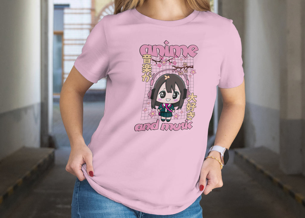 Anime and Music - Anime Graphic Women's Light Pink T-Shirt