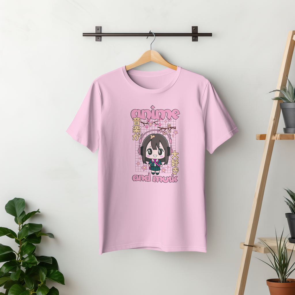 Anime and Music - Anime Graphic Women's Light Pink T-Shirt