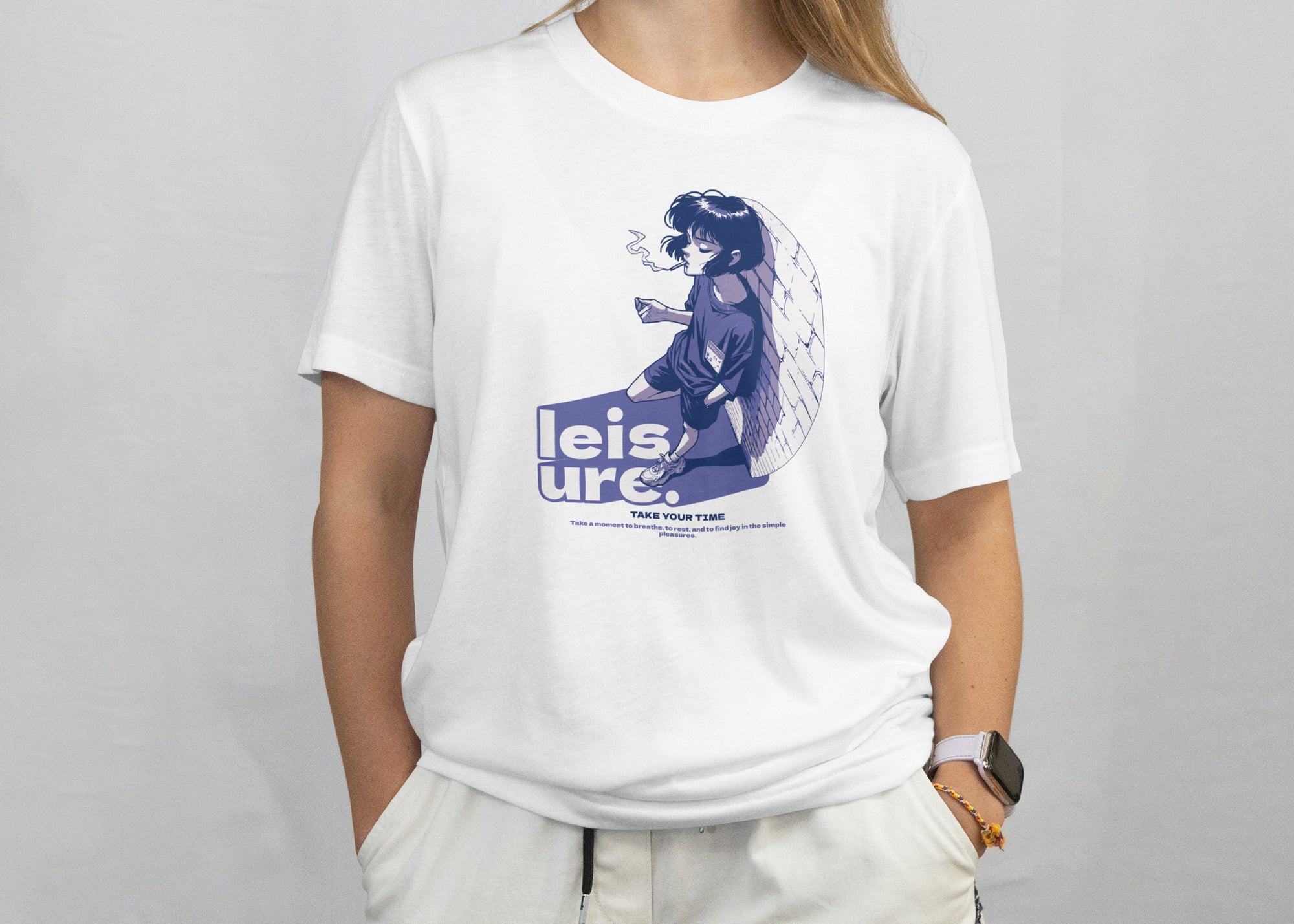 Leisure - Anime Graphic Women's White T-Shirt