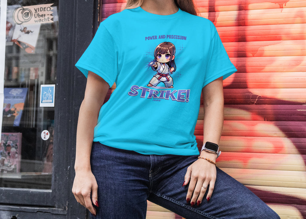 STRIKE - Power & Precision - Anime Graphic Women's Sky Blue T-Shirt
