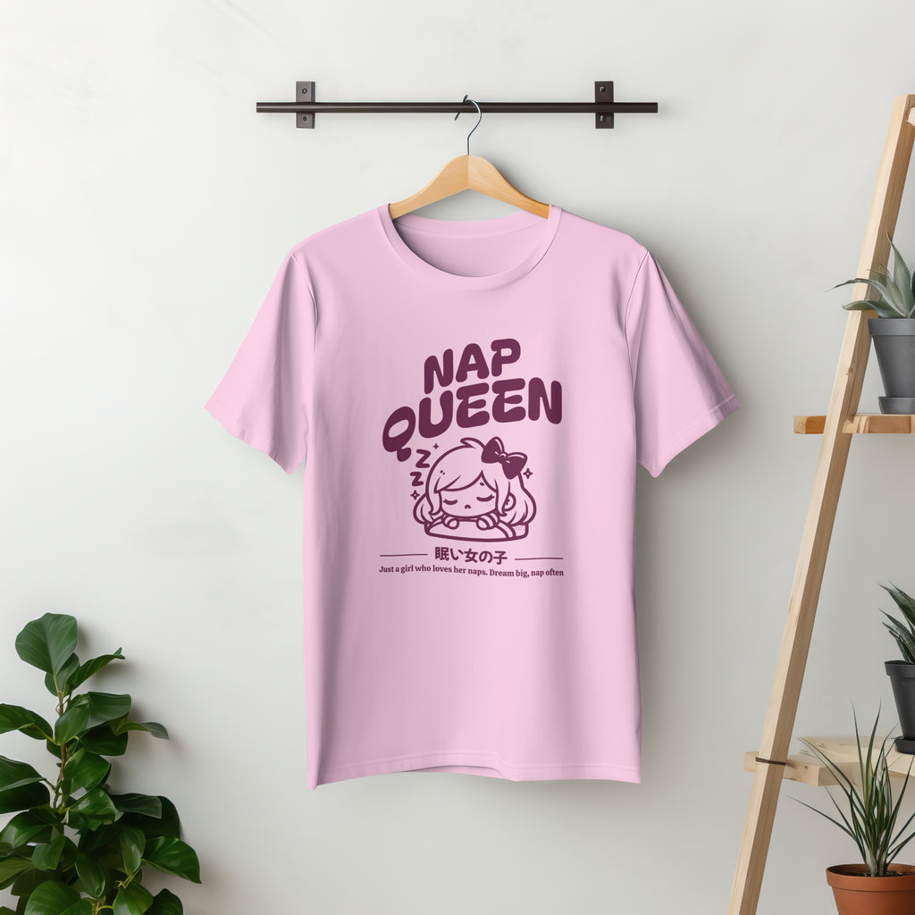 Nap Queen - Anime Graphic Women's Light Pink T-Shirt