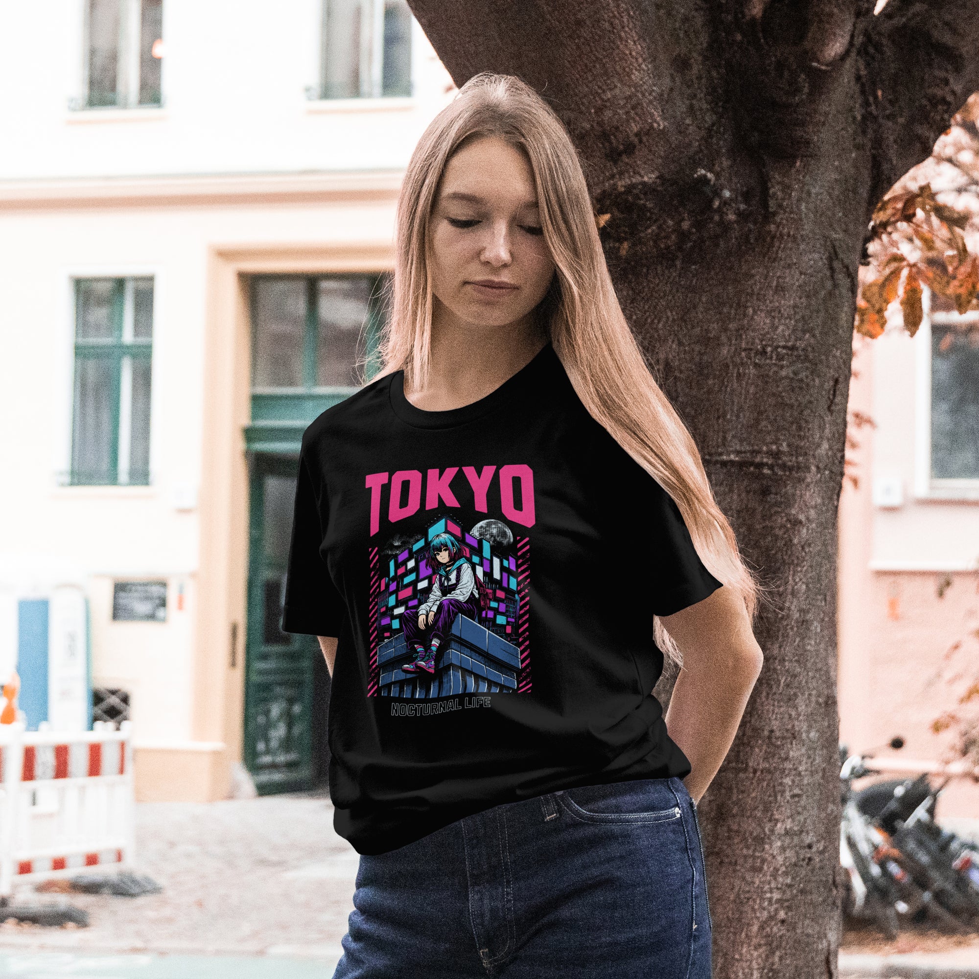 Nocturnal Life - Anime Graphic Women's Black T-Shirt