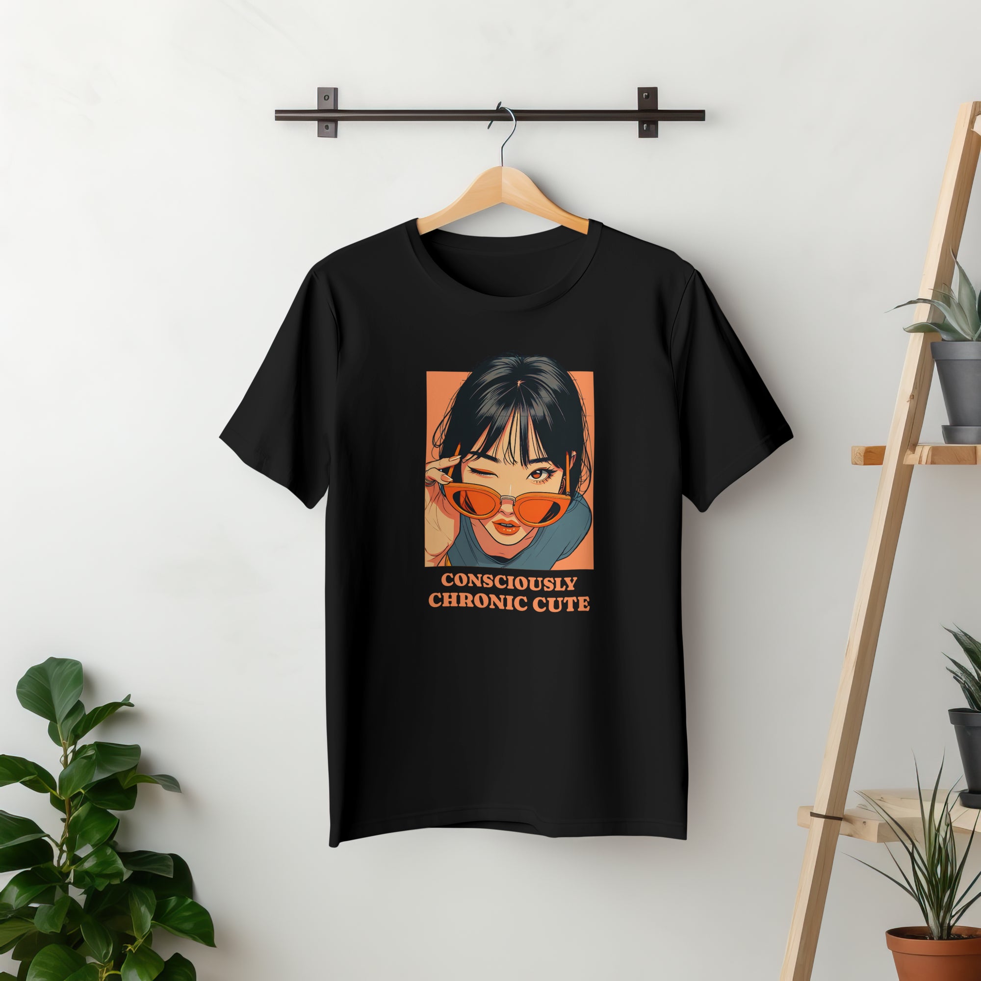 Consciously Cute - Anime Graphic Women's Black T-Shirt